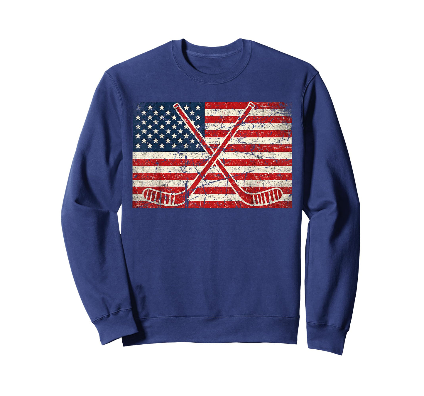 American Pride 4th of July Ice Hockey USA Flag Hockey Sticks T-Shirt