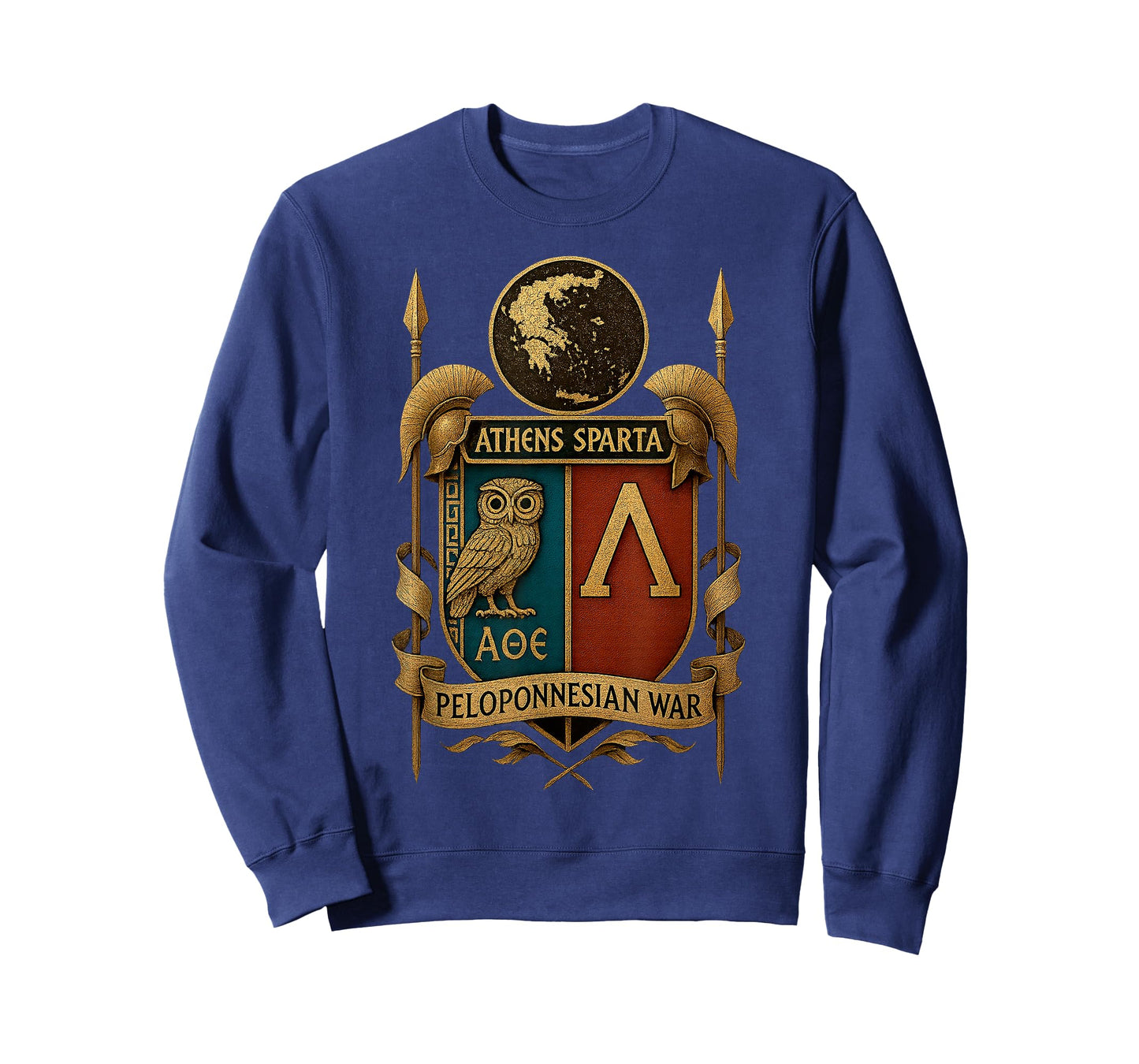 Peloponnesian War Athens Sparta Emblem Owl Lambda Crest T-Shirt