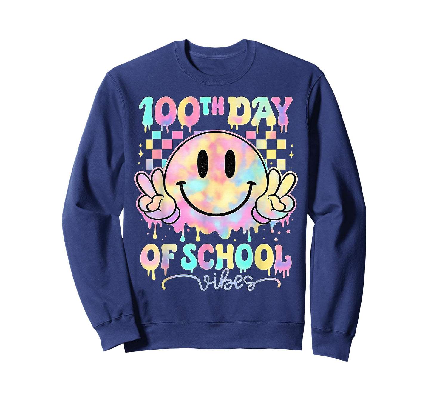 100th Day of School Vibes Drip Smile Face Gifts Kids Teacher T-Shirt