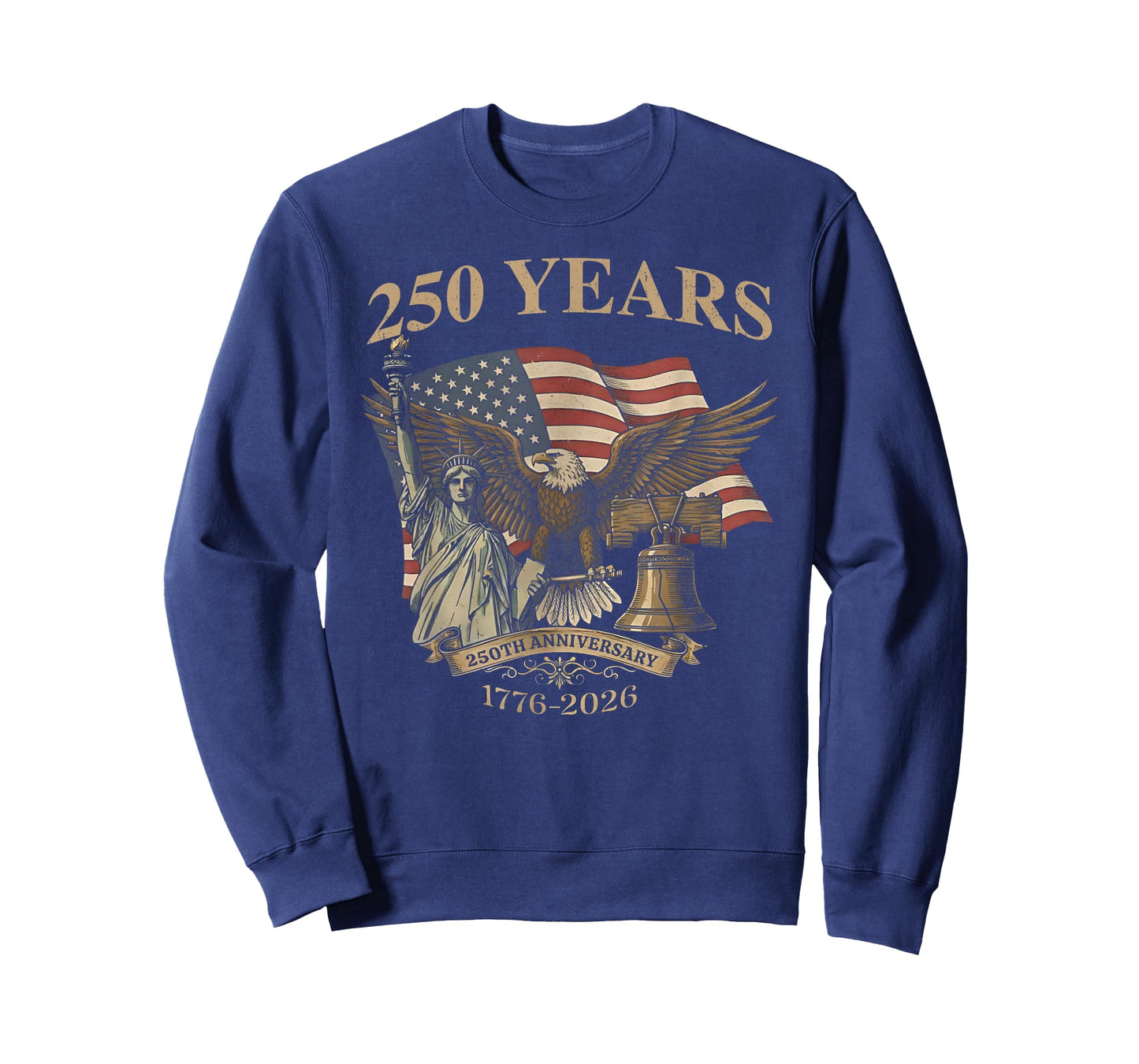 250 Years America 1776-2026 Liberty Bell Eagle USA Flag T-Shirt