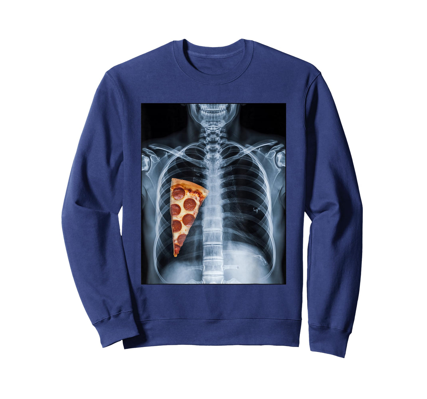 Rib Cage X-Ray Pizza Slice Funny Food Humor Anatomy T-Shirt