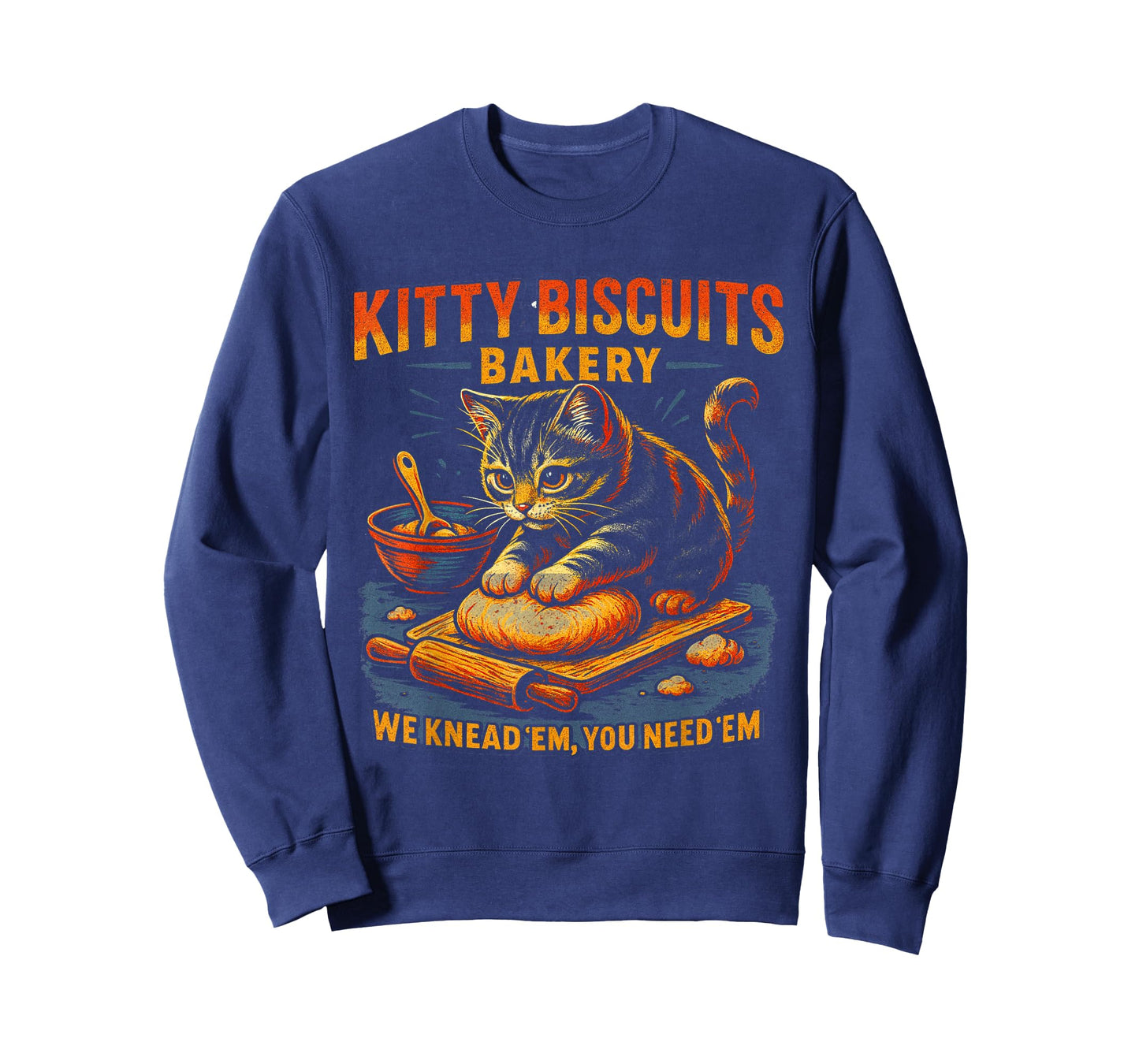 Cute Kitty Biscuits Bakery Cat Retro Kneading Dough T-Shirt