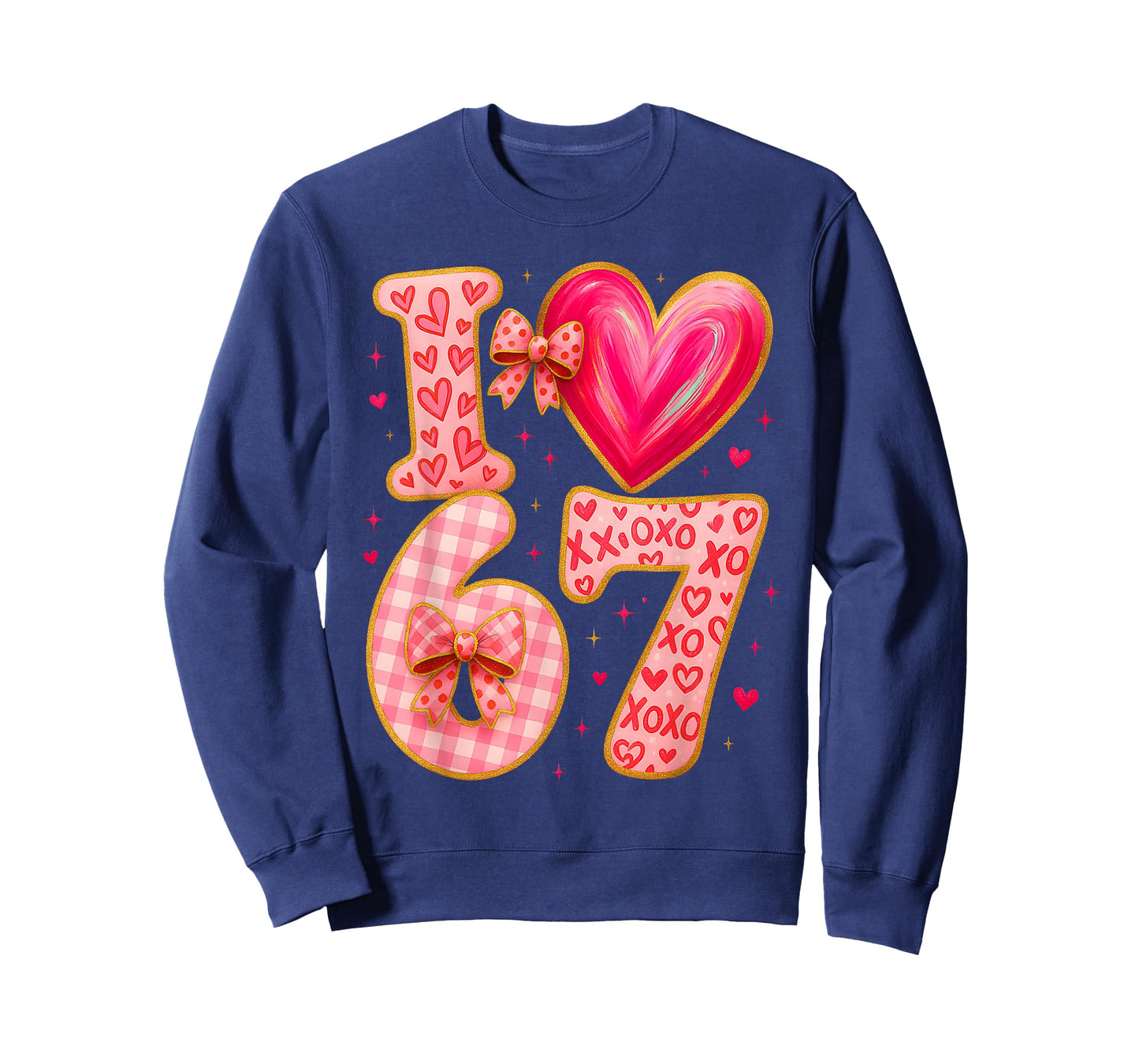 Valentines Day Love 6 7 Six Seven Meme 67 Womens Girls Kids T-Shirt