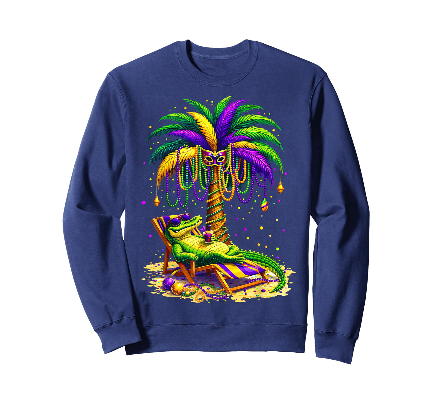 Palm Tree Mardi Gras Hawaiian Tropical Louisiana Alligator T-Shirt