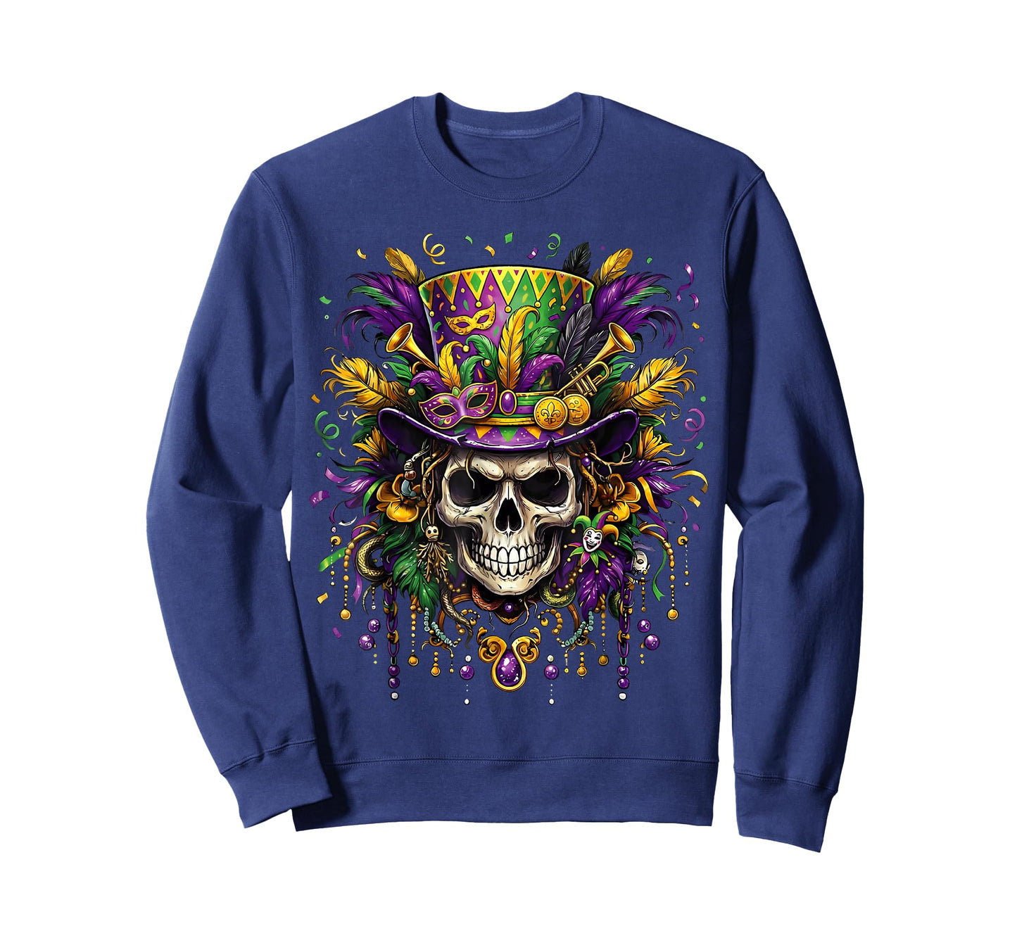 Skull Mardi Gras Men Women Kids Carnival New Orleans Parade T-Shirt