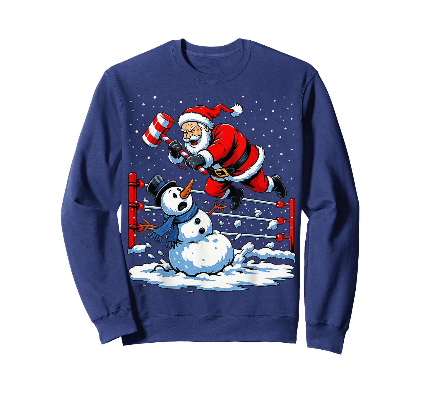 Santa Xmas Snow Lights Wrestling Funny Wrestling Christmas T-Shirt