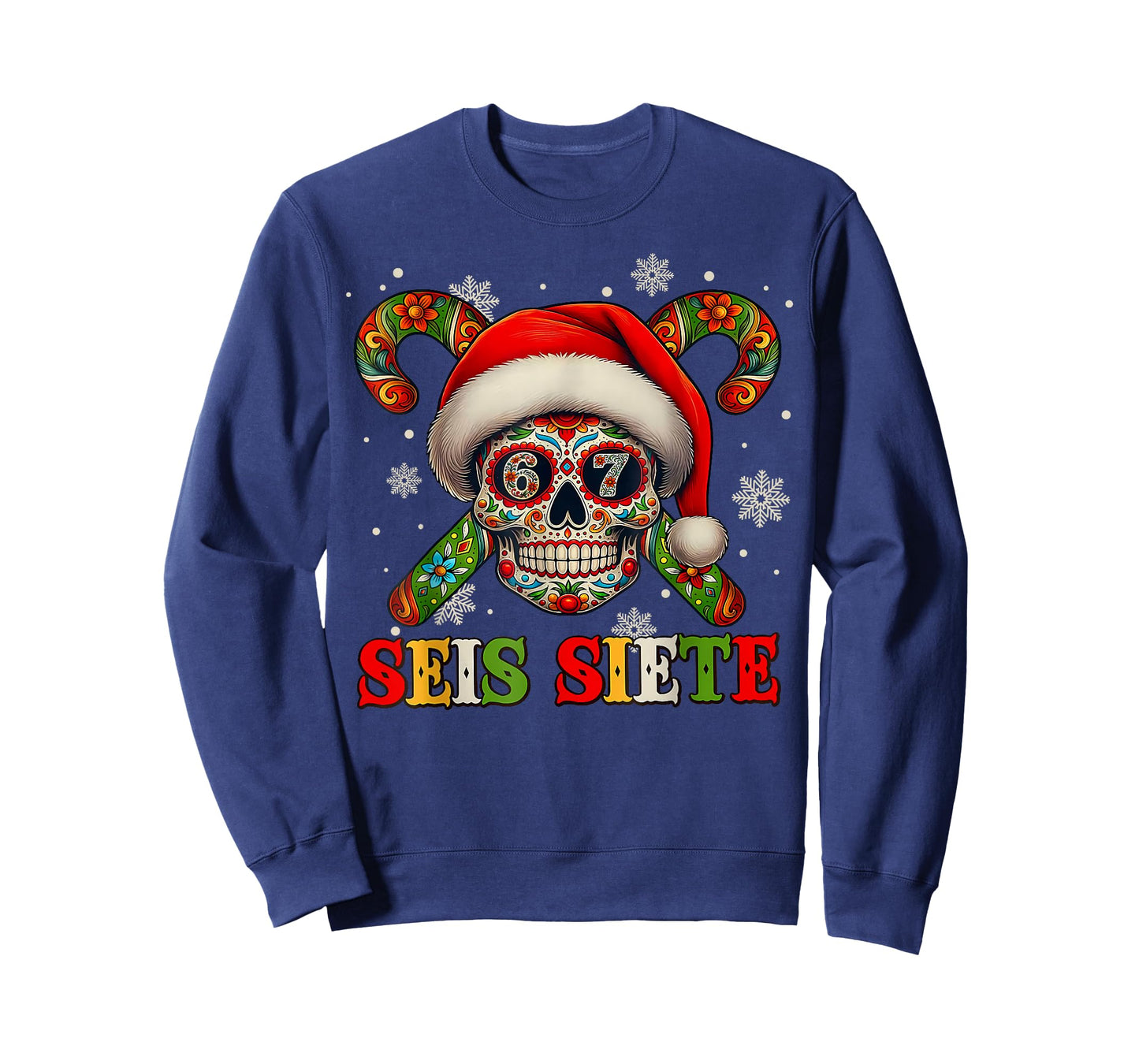 Funny Sugar Skull SEIS Siete 67 Meme Six Seven in Spanish T-Shirt
