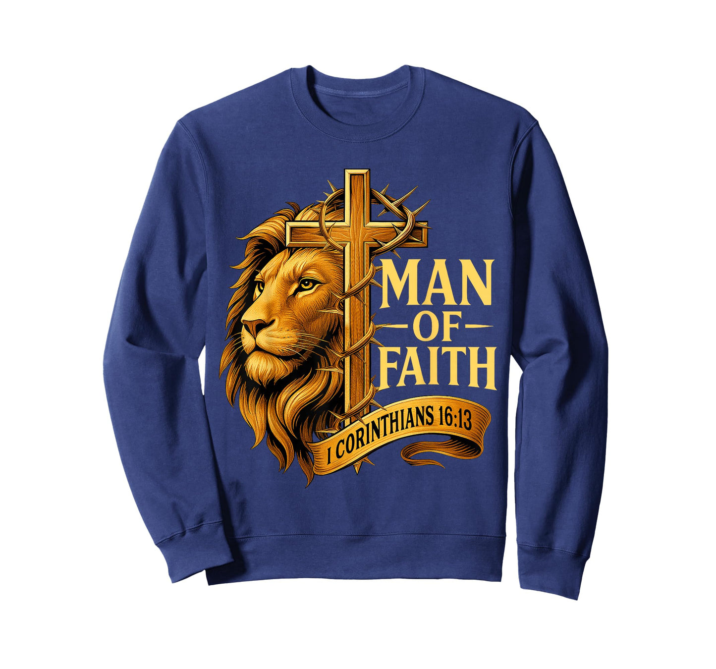 Man of Faith Lion Cross Christian Bible Verse T-Shirt