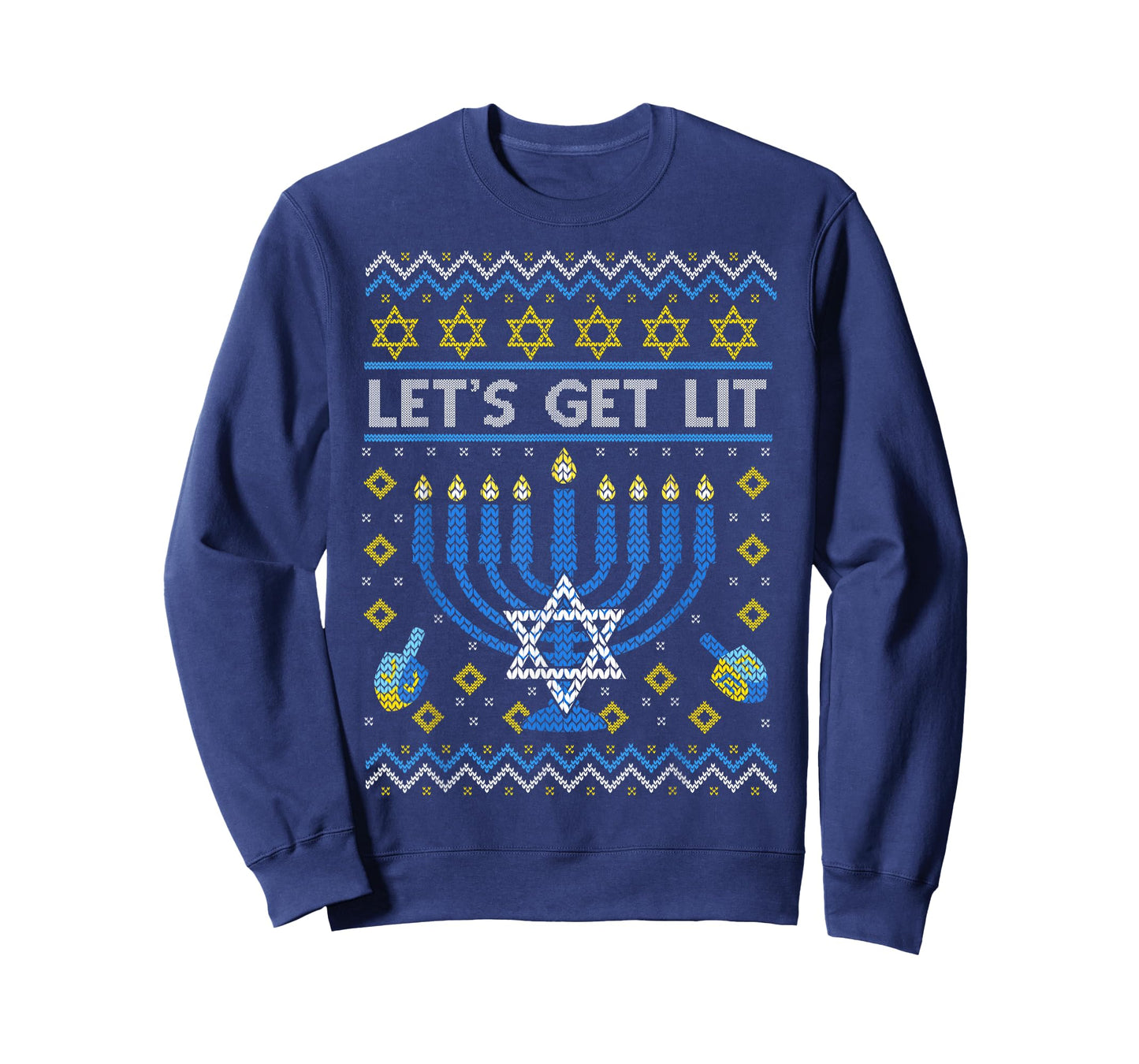 Let's Get Lit Funny Jewish Holiday Chanukah Ugly Hanukkah T-Shirt