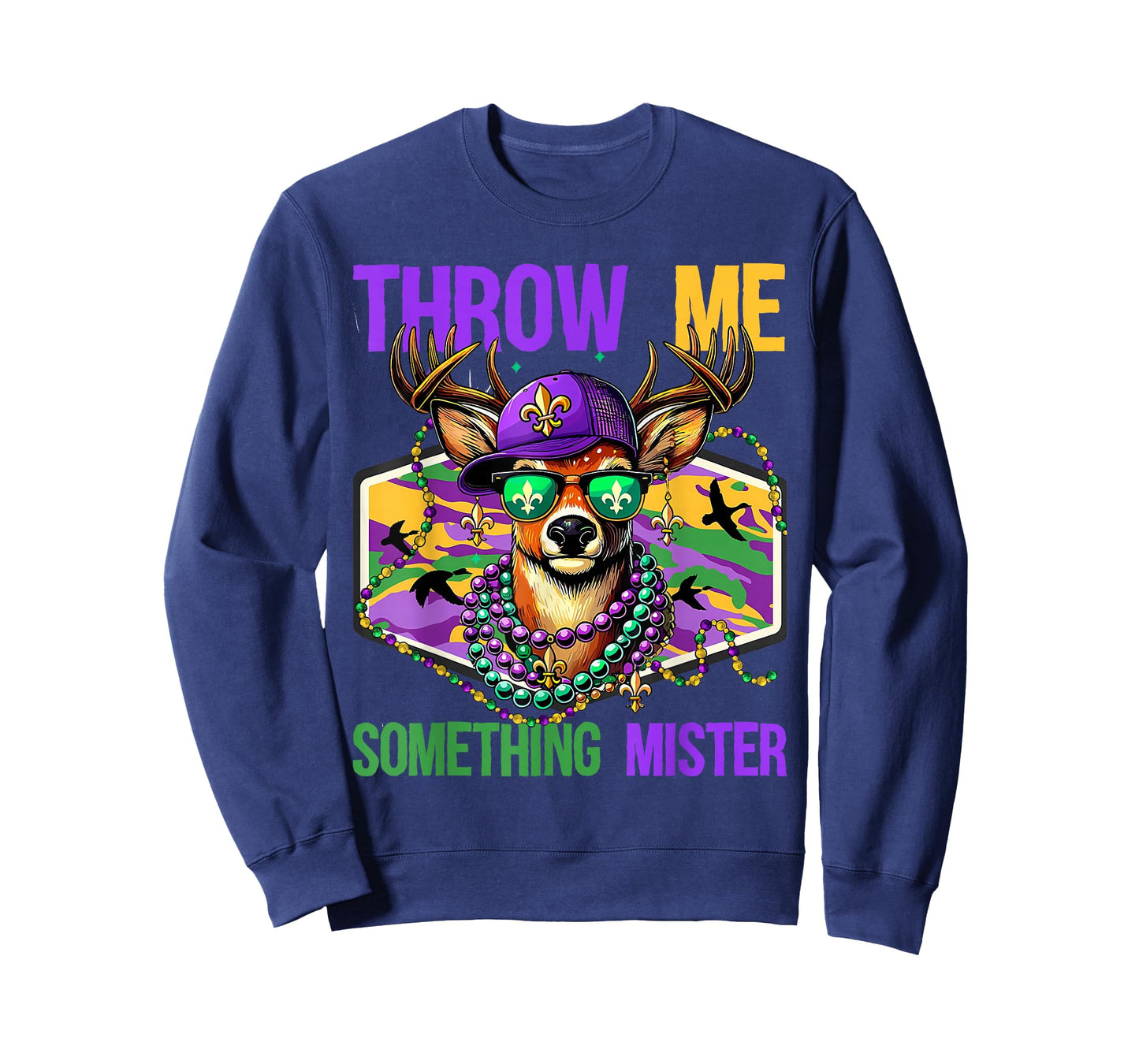 Throw Me Something Mister Mardi Gras Deer Hunting Lover Camo T-Shirt