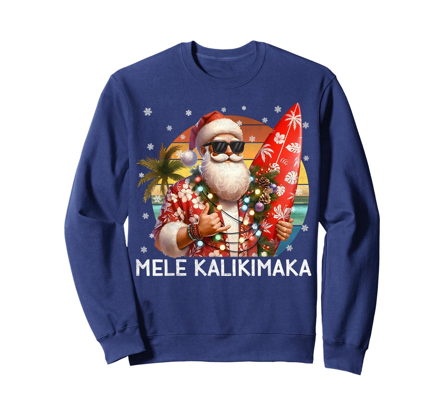 Mele Kalikimaka Retro Santa Rock On Pjs Christmas Xmas Men T-Shirt