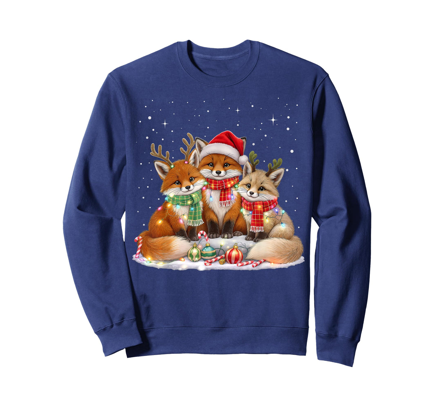 Funny Fox Christmas Lights Santa Xmas Forest Animals Holiday T-Shirt