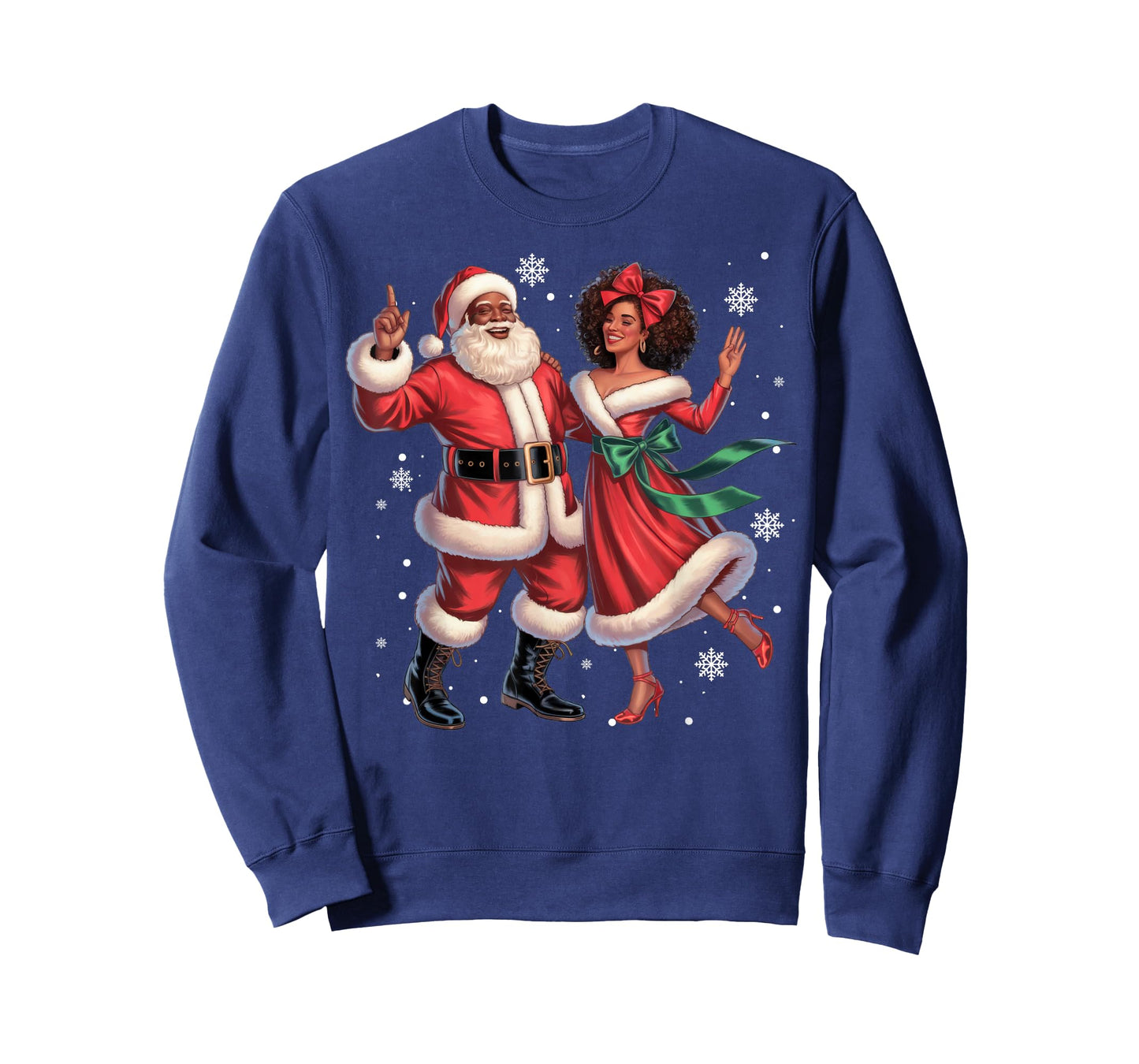 African American Mrs Claus Melanin Christmas Couple Pajama T-Shirt