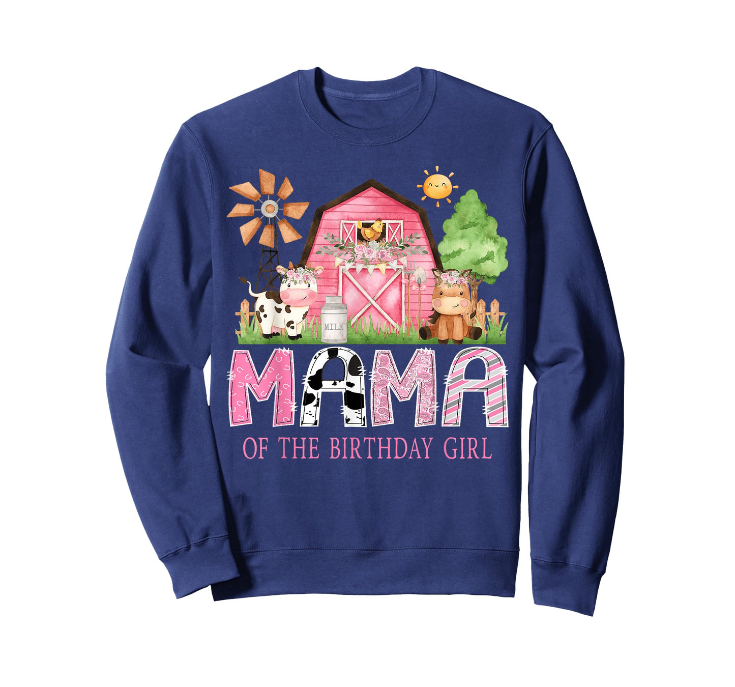 Mama of The Birthday Girl 1St Birthday Pink Cow Farm T-Shirt