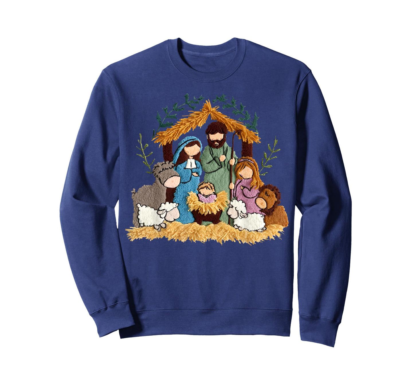 Nativity Scene Jesus Birth Christian Christmas Xmas Crochet T-Shirt