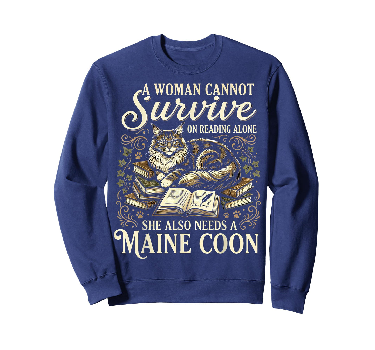 Funny Maine Coon Mom Book Lover Reading Cat Bookworm T-Shirt