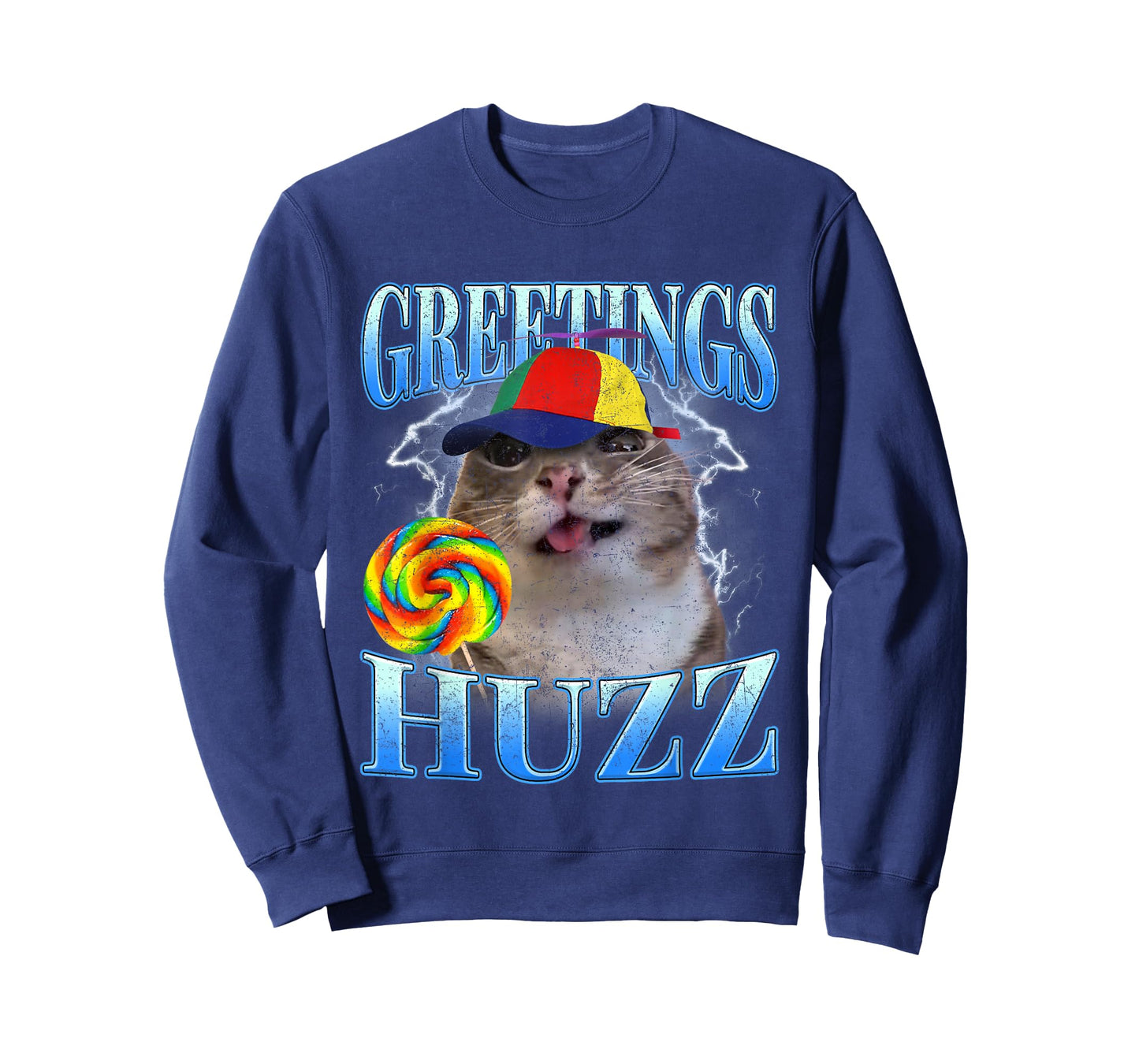 Lollipop Cat Meme Greetings Huzz Retro Y2K Graphic Humor T-Shirt