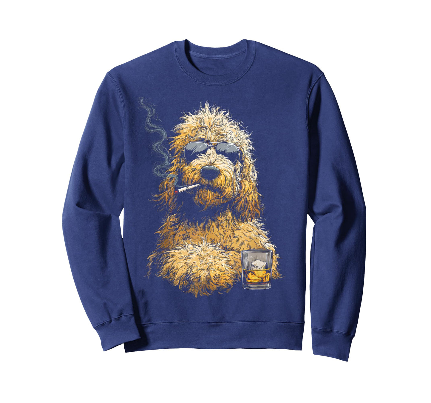 Goldendoodle Smoking Cigarette Whisky Lover Funny Doodle Dog T-Shirt