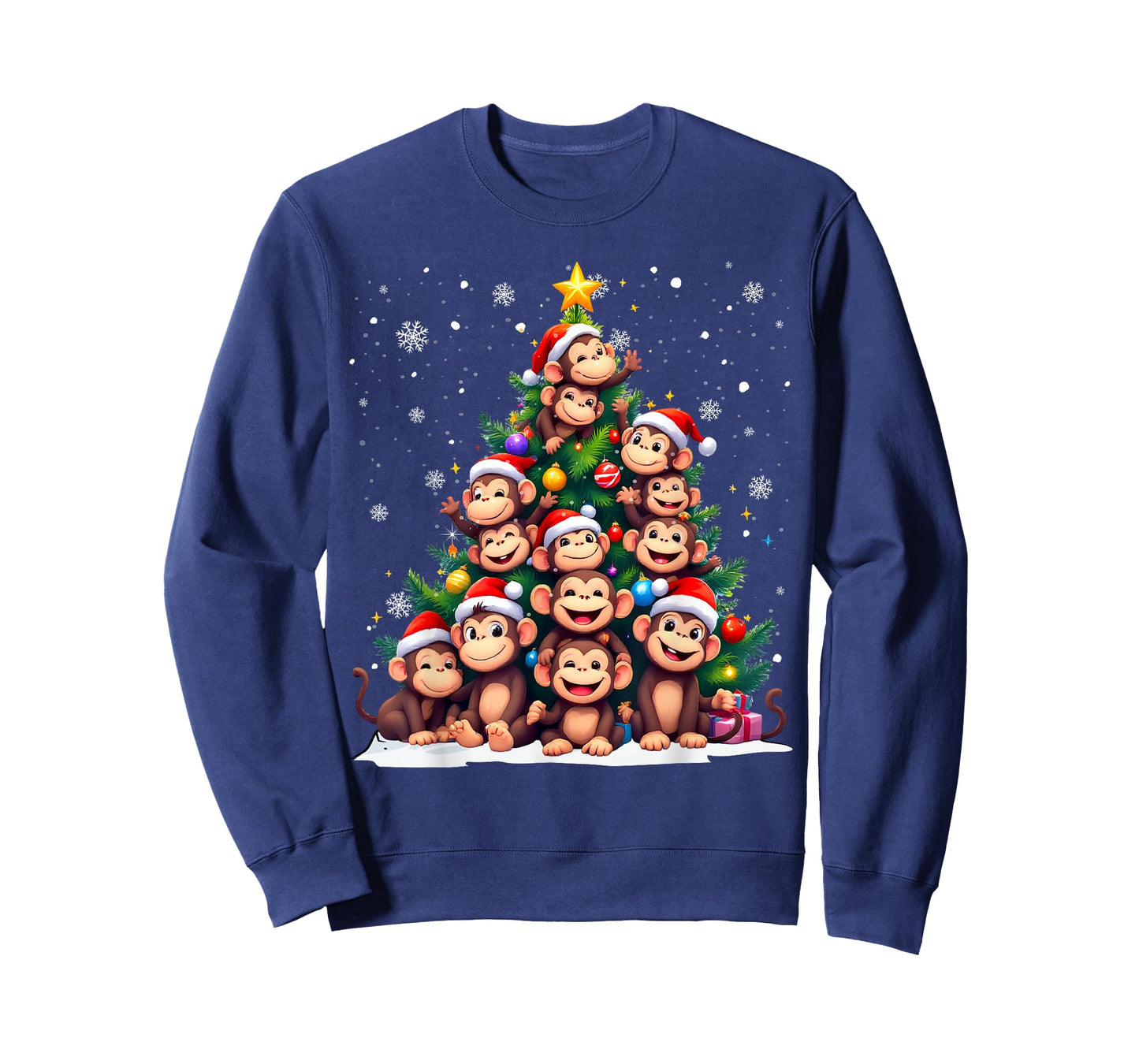 Funny Christmas Tree Monkey Family Xmas Pajamas T-Shirt