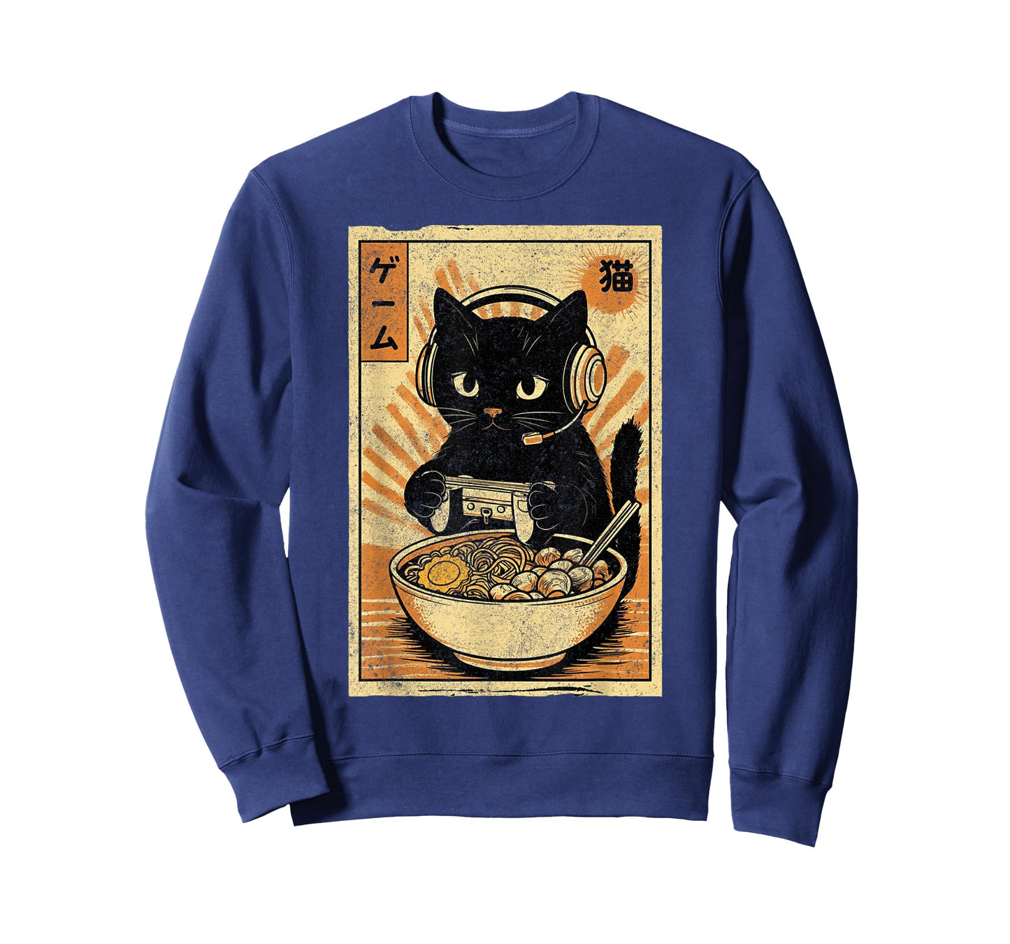 Cute Kawaii Gamer Cat Funny Ramen Retro Japanese Cat Gaming T-Shirt
