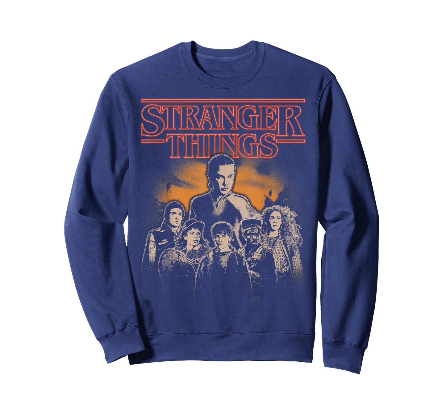 Stranger Things Group Portrait Shot in Black and White T-Shirt