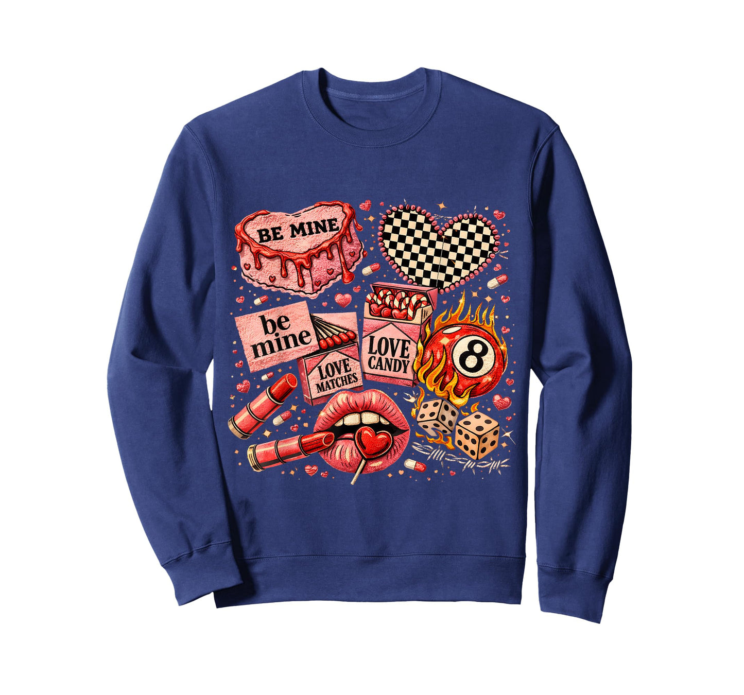 Edgy Valentine Collage Love Candy Lips Dice Art T-Shirt