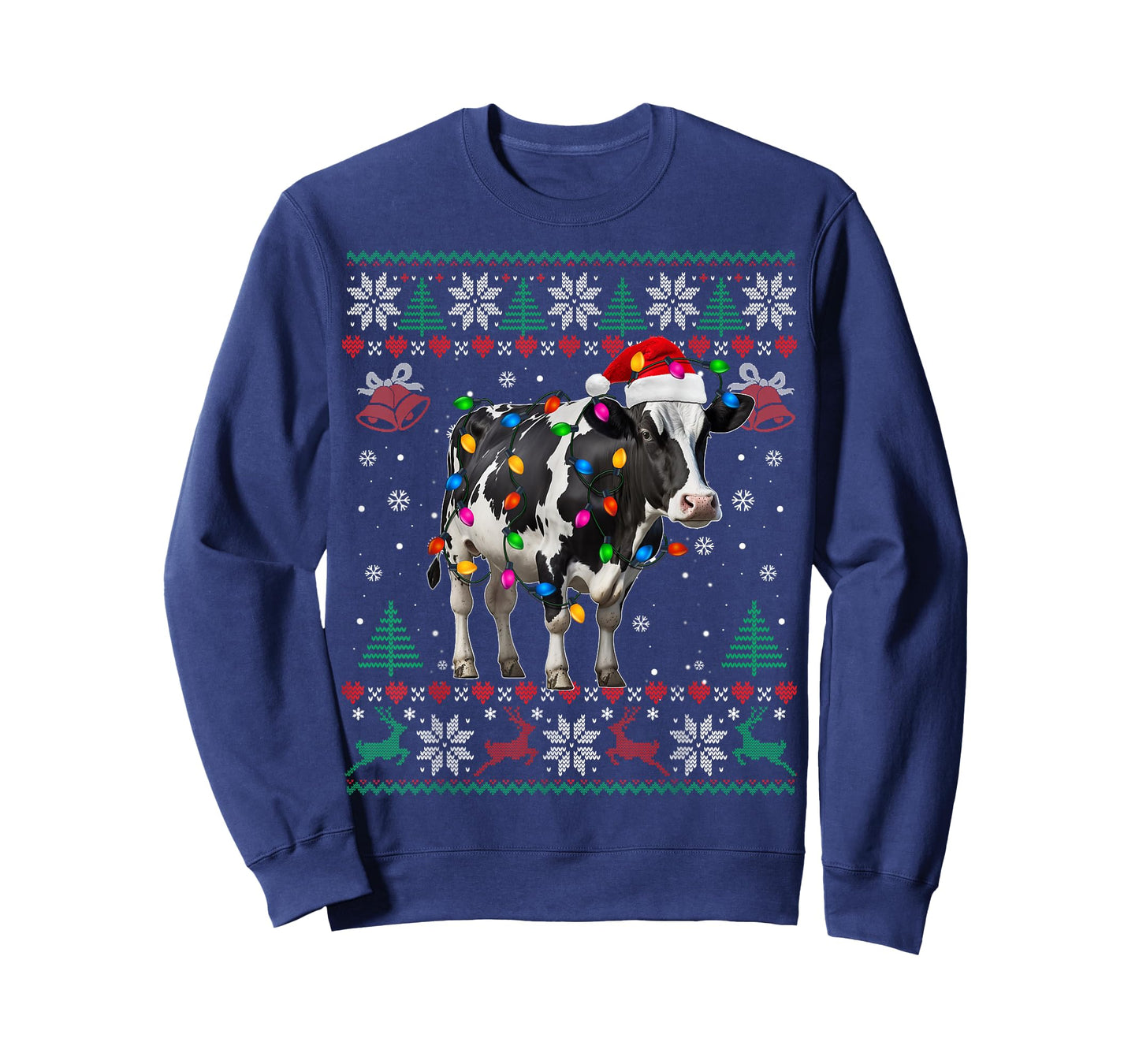 Ugly Cow Christmas Sweater Santa Hat and Light Up Xmas T-Shirt