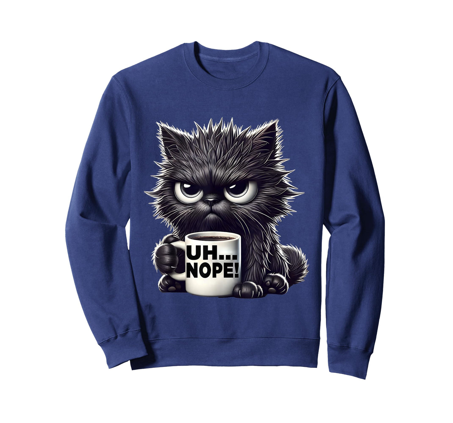 Grumpy Animal Uh Nope Cat Coffee Graphic Tee Funny Cat T-Shirt