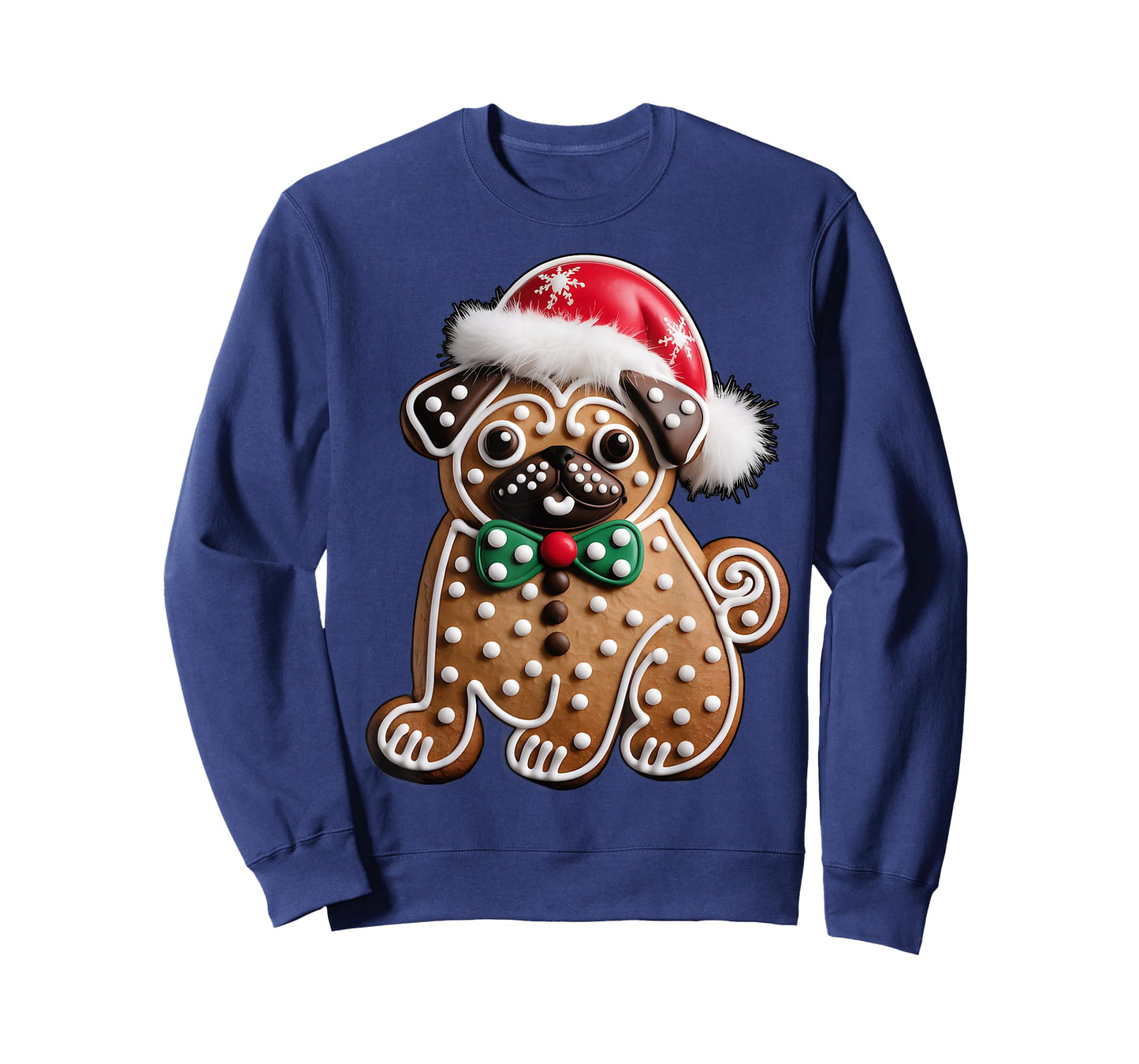 Funny Gingerbread Pug Christmas Womens Mens Kids Boys T-Shirt