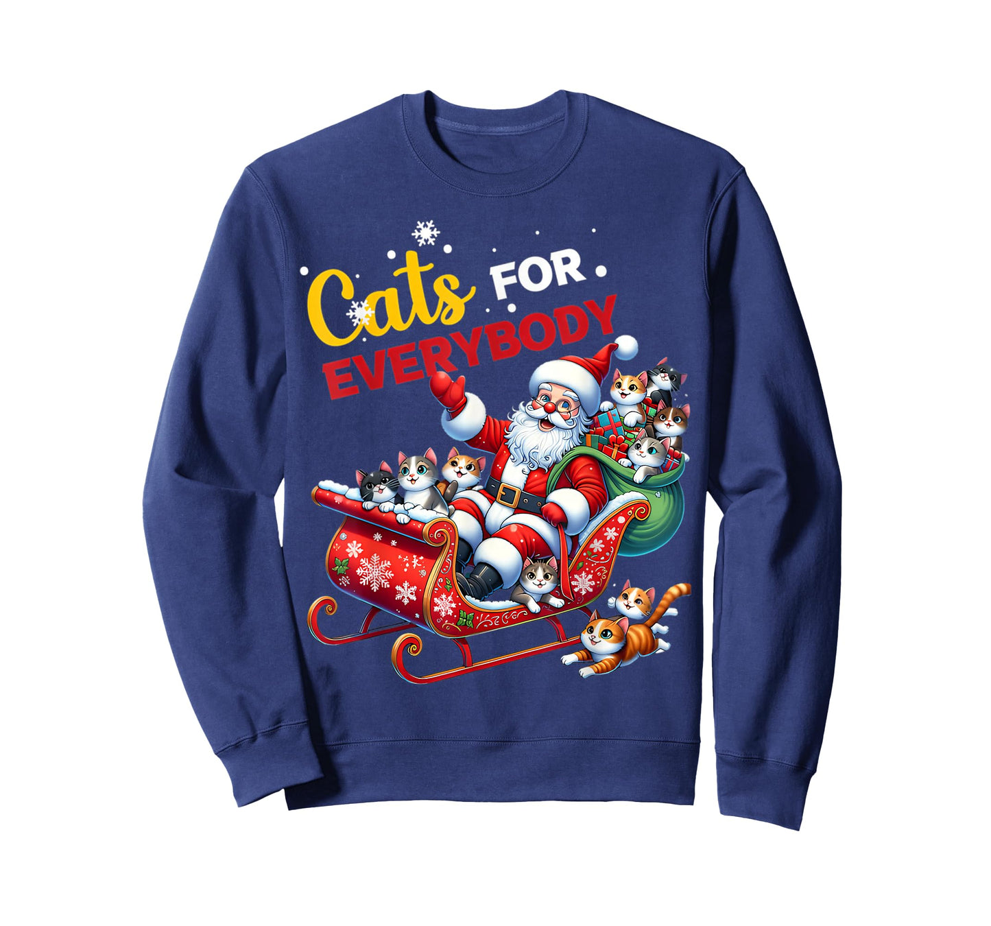 Cats for Everybody Christmas Cat Funny Xmas Women Santa T-Shirt