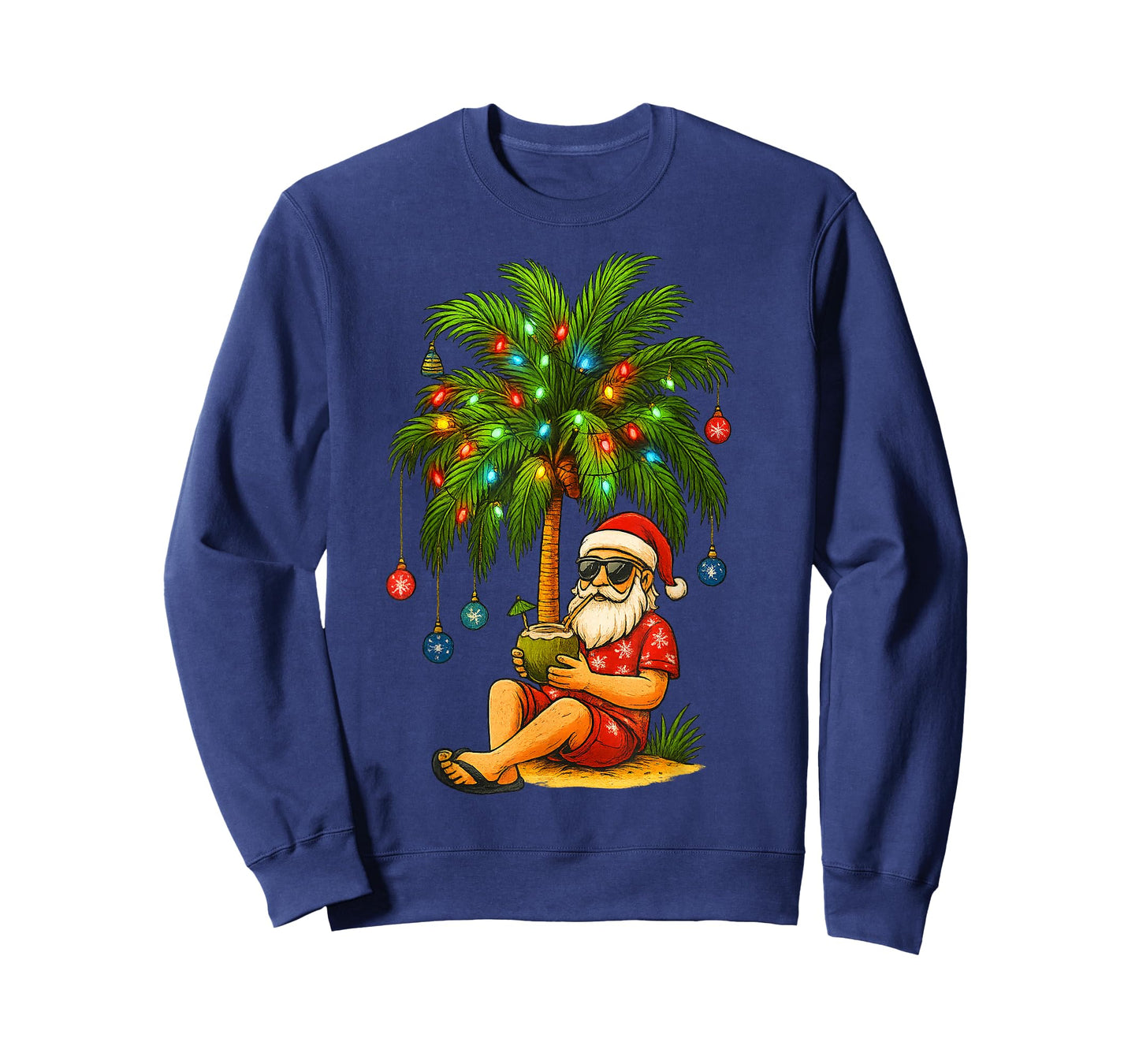 Funny Tropical Santa Christmas Tree Gifts for Men Women Kid T-Shirt