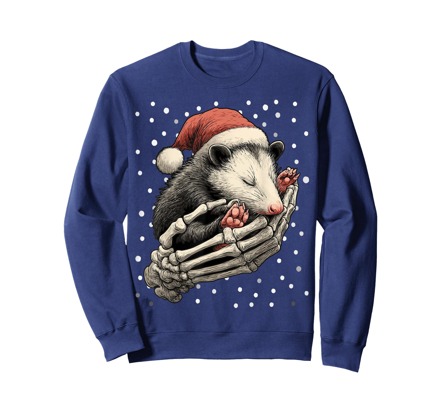 Christmas Opossum Santa Hat Skeleton Hand Gothic Animal T-Shirt