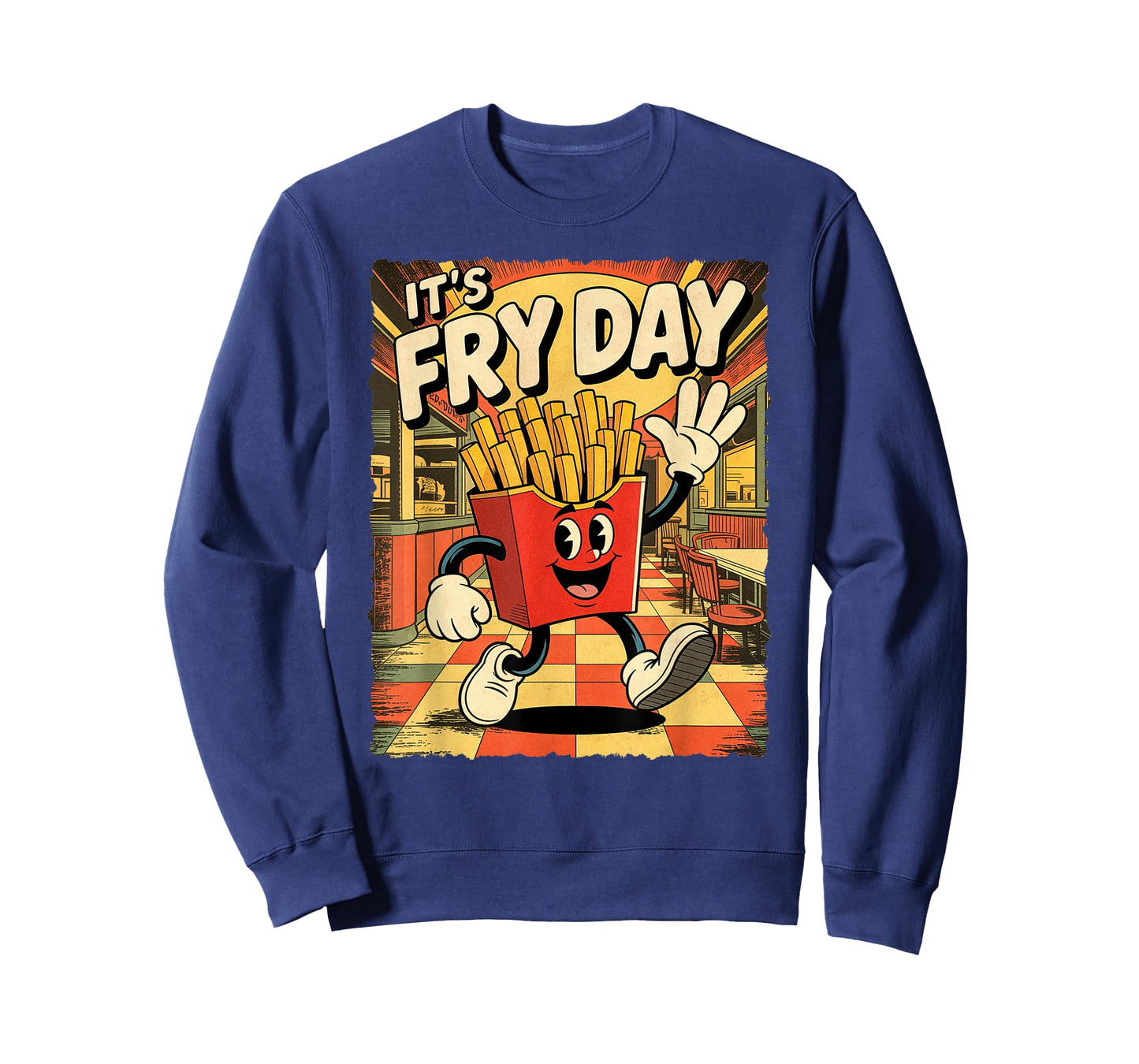 It’s Fry Day Funny Rubber Hose Cartoon French Fries Graphic T-Shirt