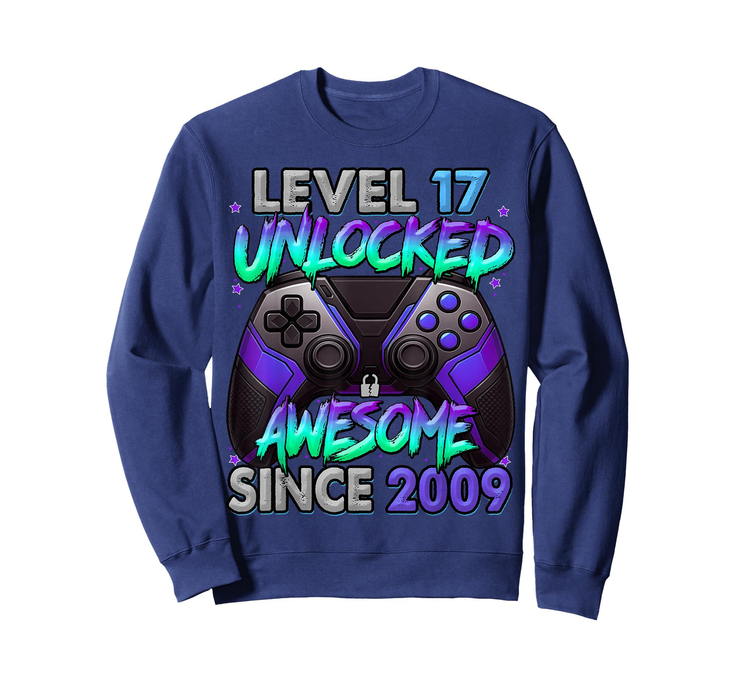 Level 17 Unlocked Awesome Since 2009 17th Birthday Gaming T-Shirt