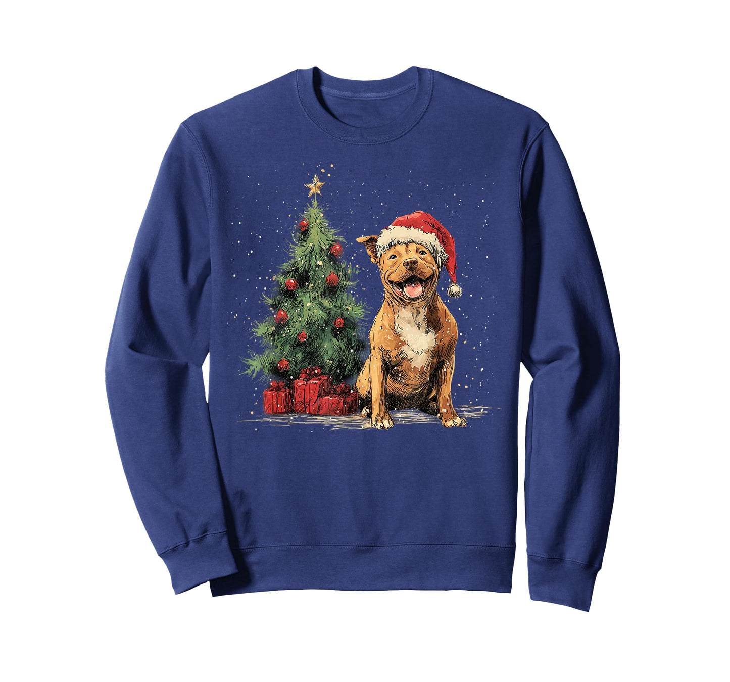 Funny Pitbull Christmas Tree Dog Lights Xmas T-Shirt
