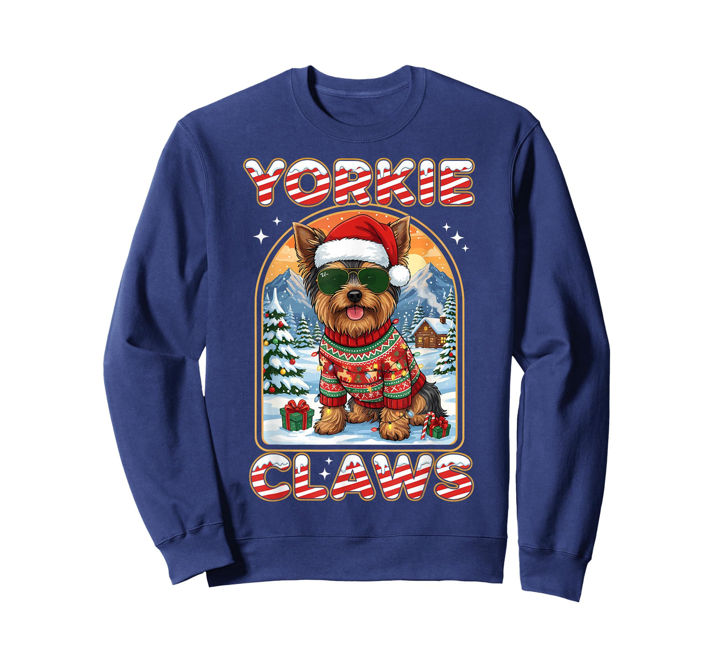 Christmas Santa Yorkie Claws Dog Owner Yorkshire Terrier T-Shirt