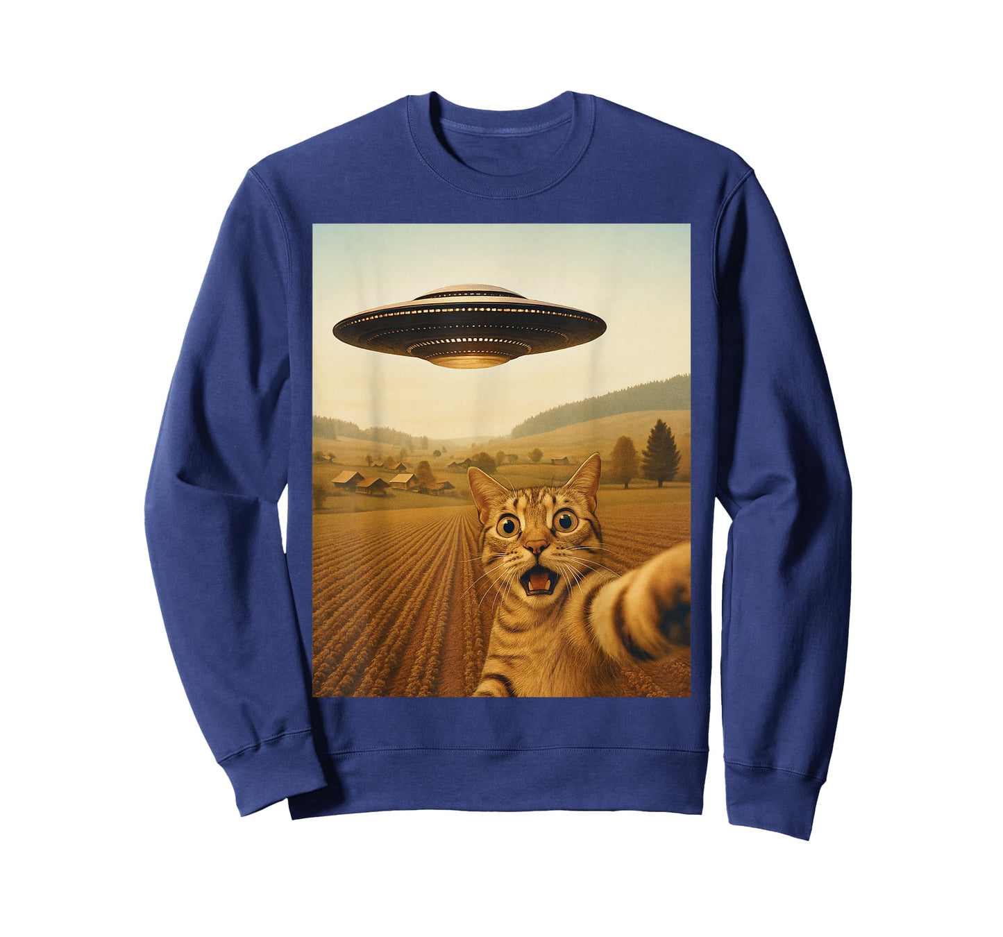 Cats UFO Funny Cat Selfie with Alien Space Kitten Meme T-Shirt