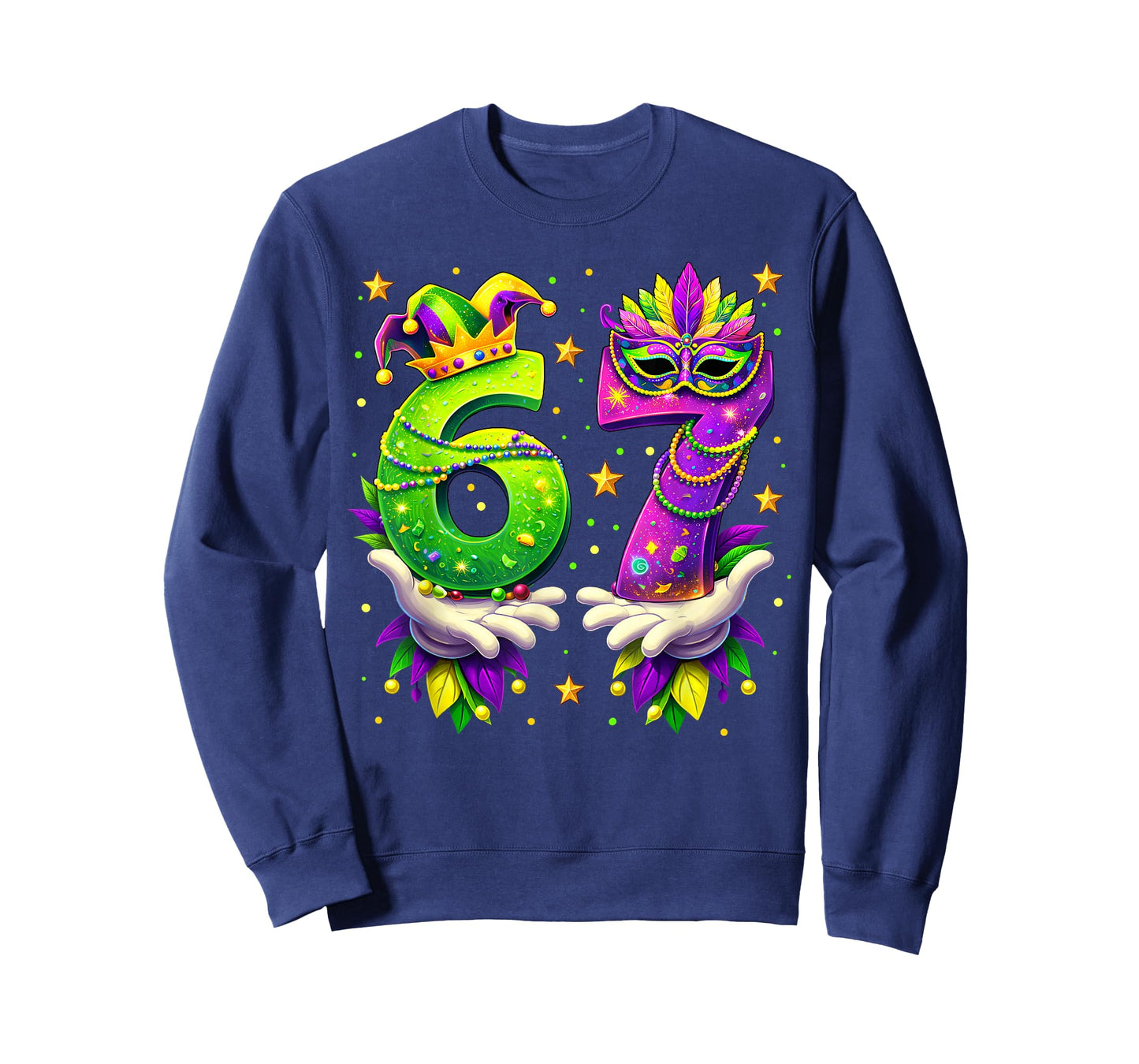 Mardi Gras Carnival Six Seven Beads 6 7 Meme Girls Boys Kids T-Shirt
