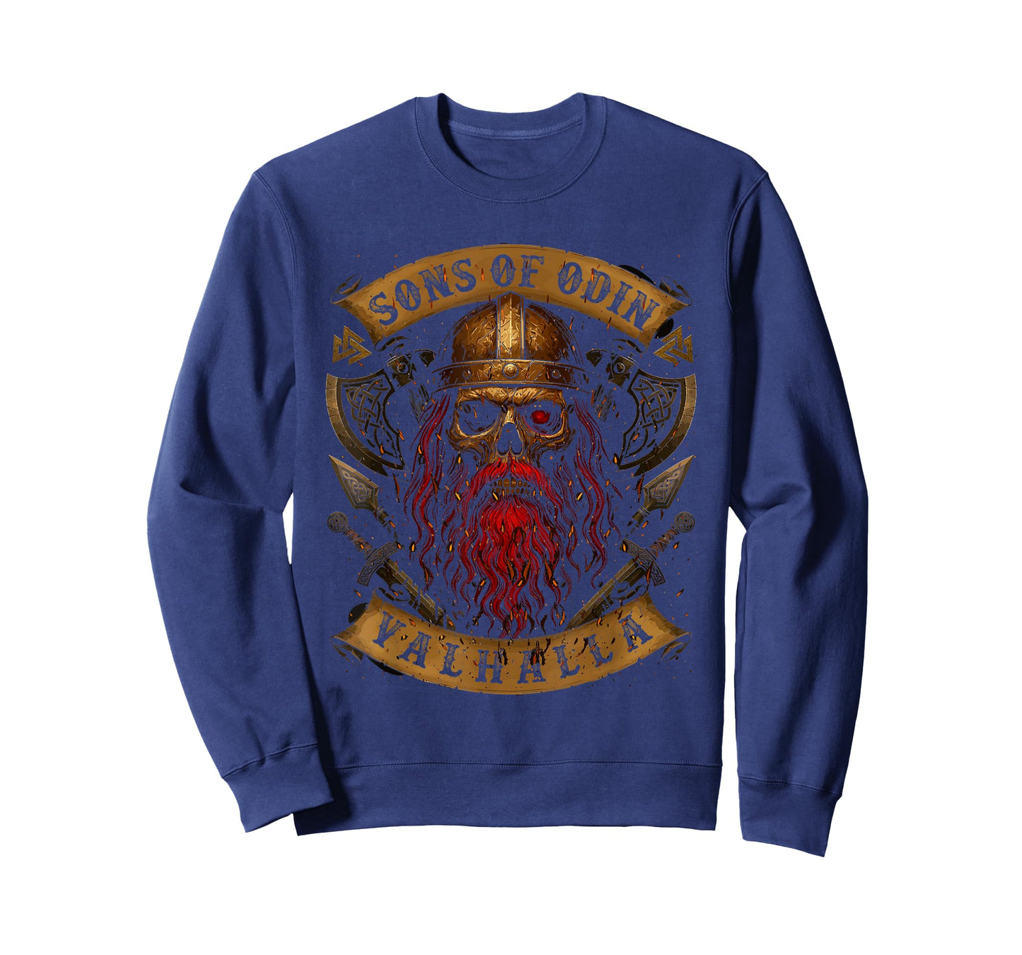 Viking Skull with Helmet and Beard - Sons of Odin - Valhalla T-Shirt