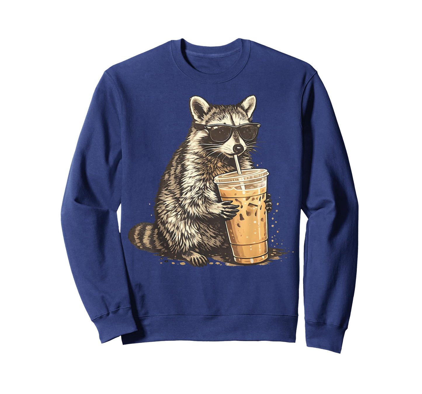 Funny Sunglasses Raccoon Drinking Iced Coffee Lovers Meme T-Shirt
