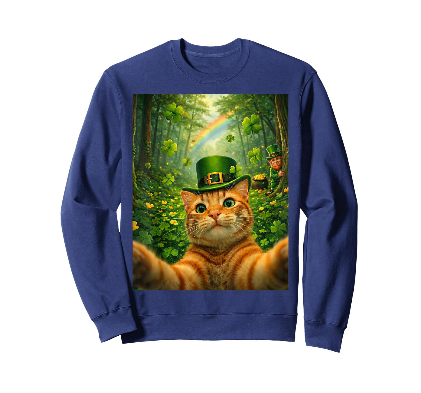 Funny St Patricks Day Cat Selfie Leprechaun St Patrick’s T-Shirt