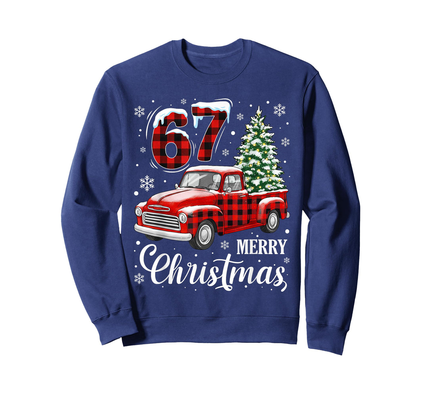 Merry Christmas Red Plaid Truck 67 Xmas Holiday Pajama T-Shirt