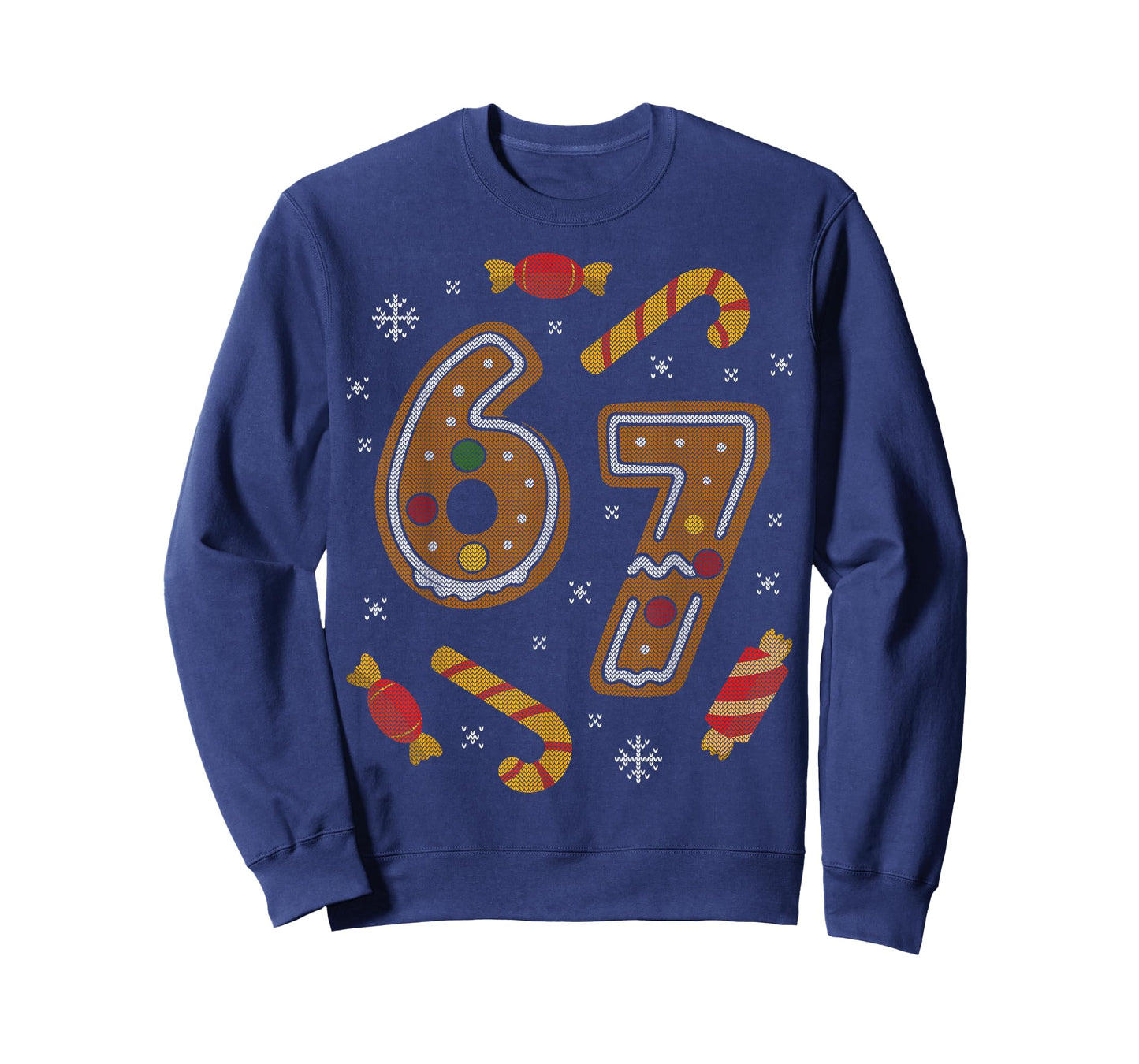67 Meme Gingerbread Candy Cane Christmas Ugly Sweater Xmas T-Shirt