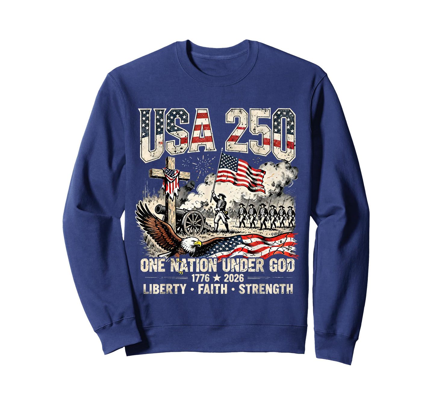 USA 250 One Nation Under God Liberty Faith Strength T-Shirt
