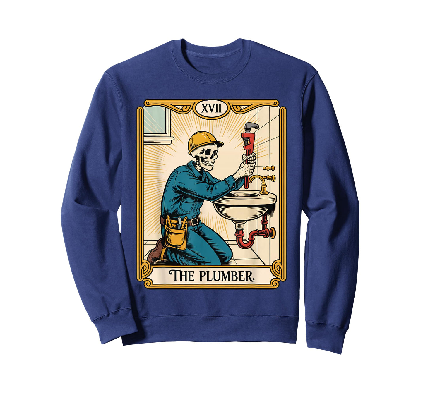 The Plumber Plumbing Tarot Card Skeleton Funny Pipefitter T-Shirt