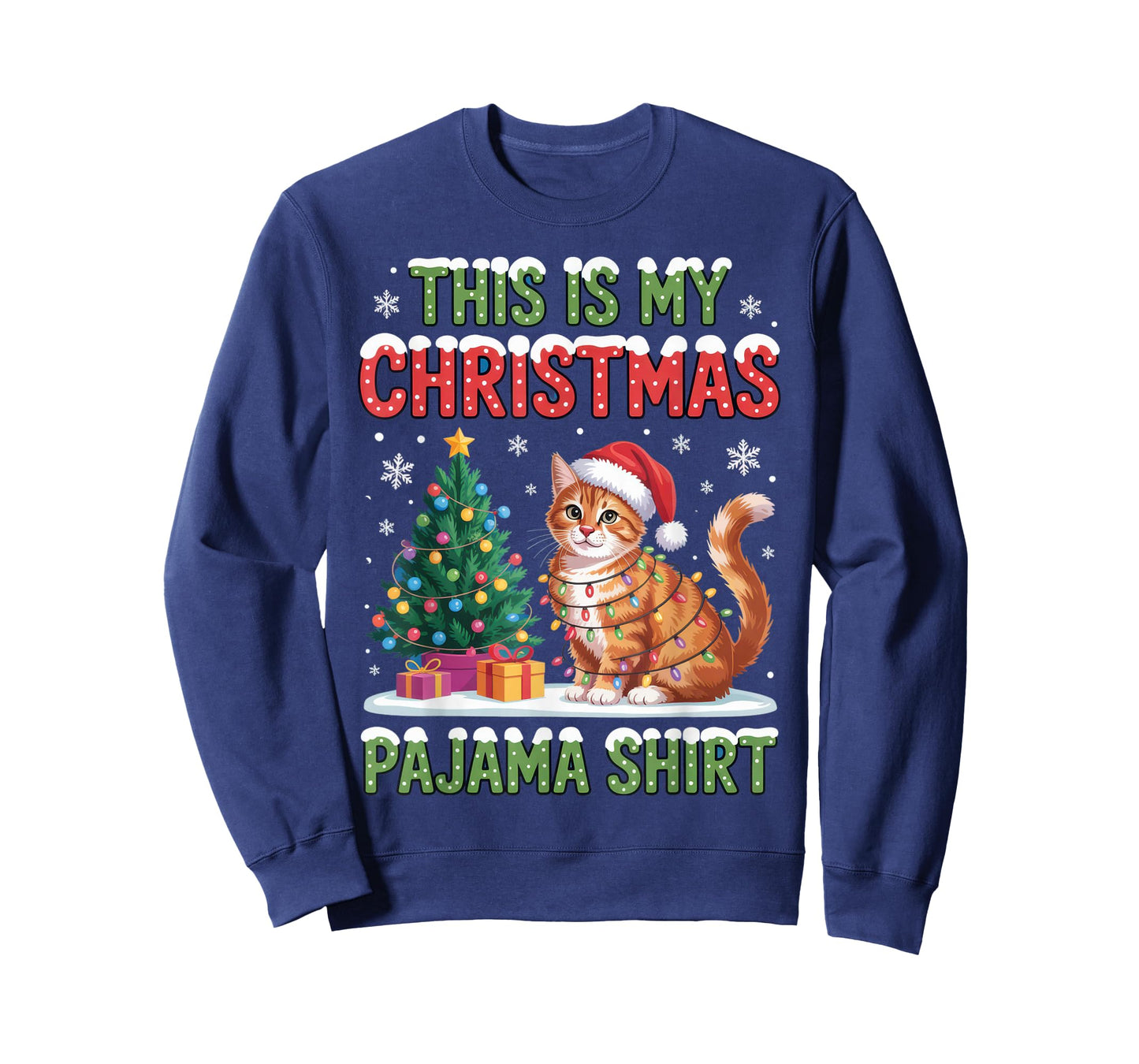 This is My Christmas Pajama Shirt Cat Lovers Holiday Fun T-Shirt