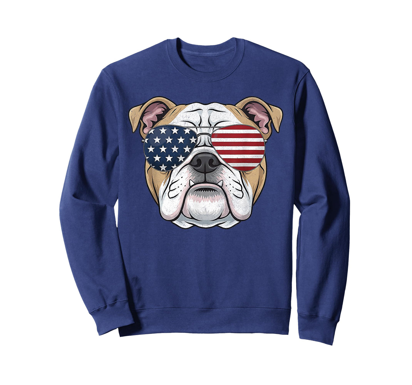Bulldog Animal Graphic with USA Sunglasses T-Shirt