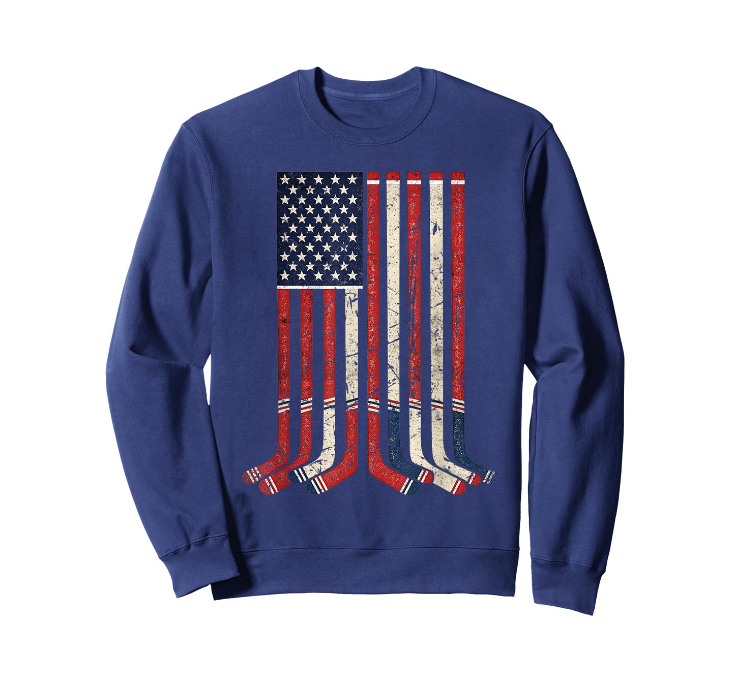 USA Flag Hockey Sticks Patriotic Ice Hockey Player Men Boys T-Shirt