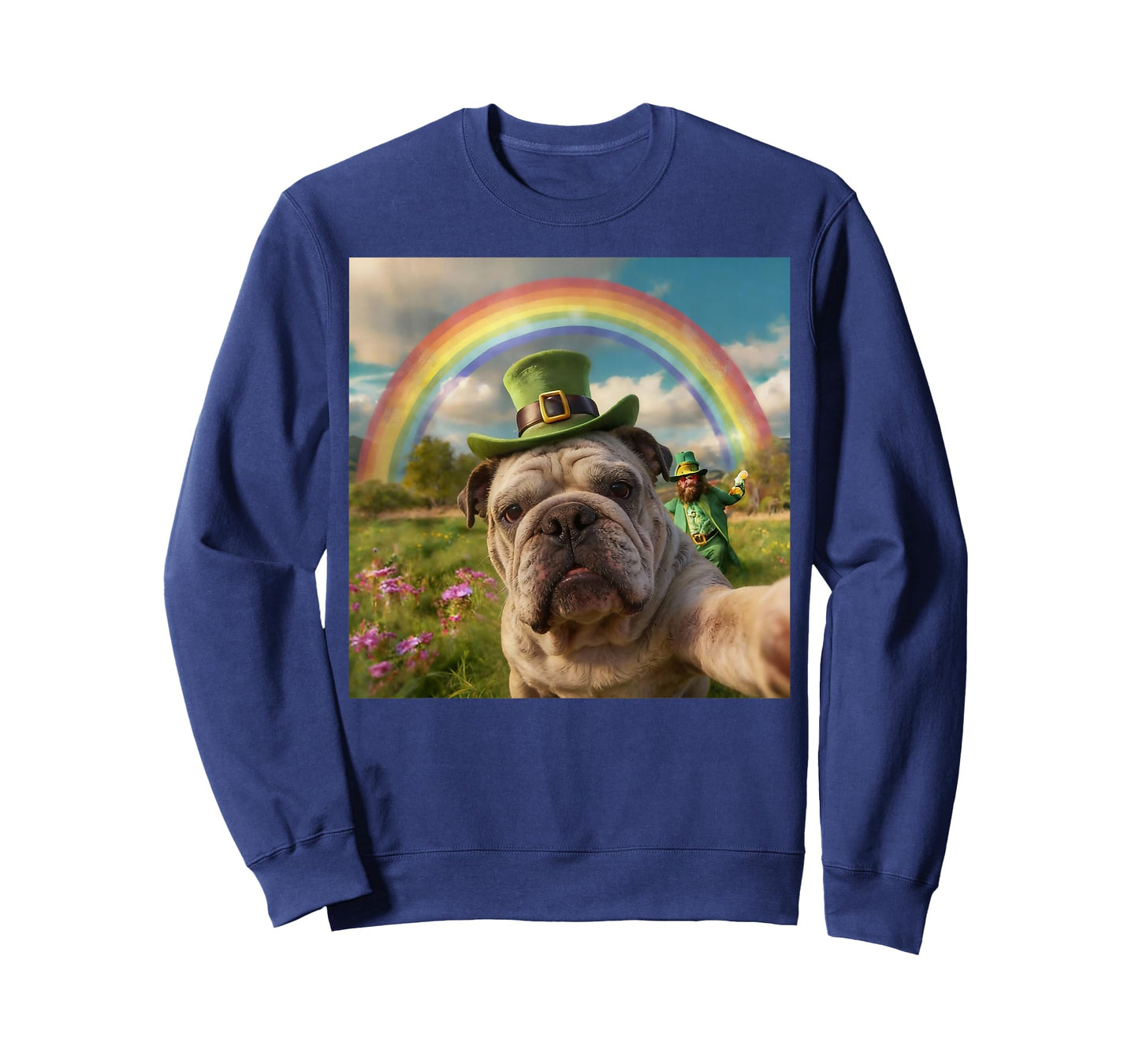 Bulldog Selfie with Leprechaun Funny Dog St. Patrick’s Day T-Shirt