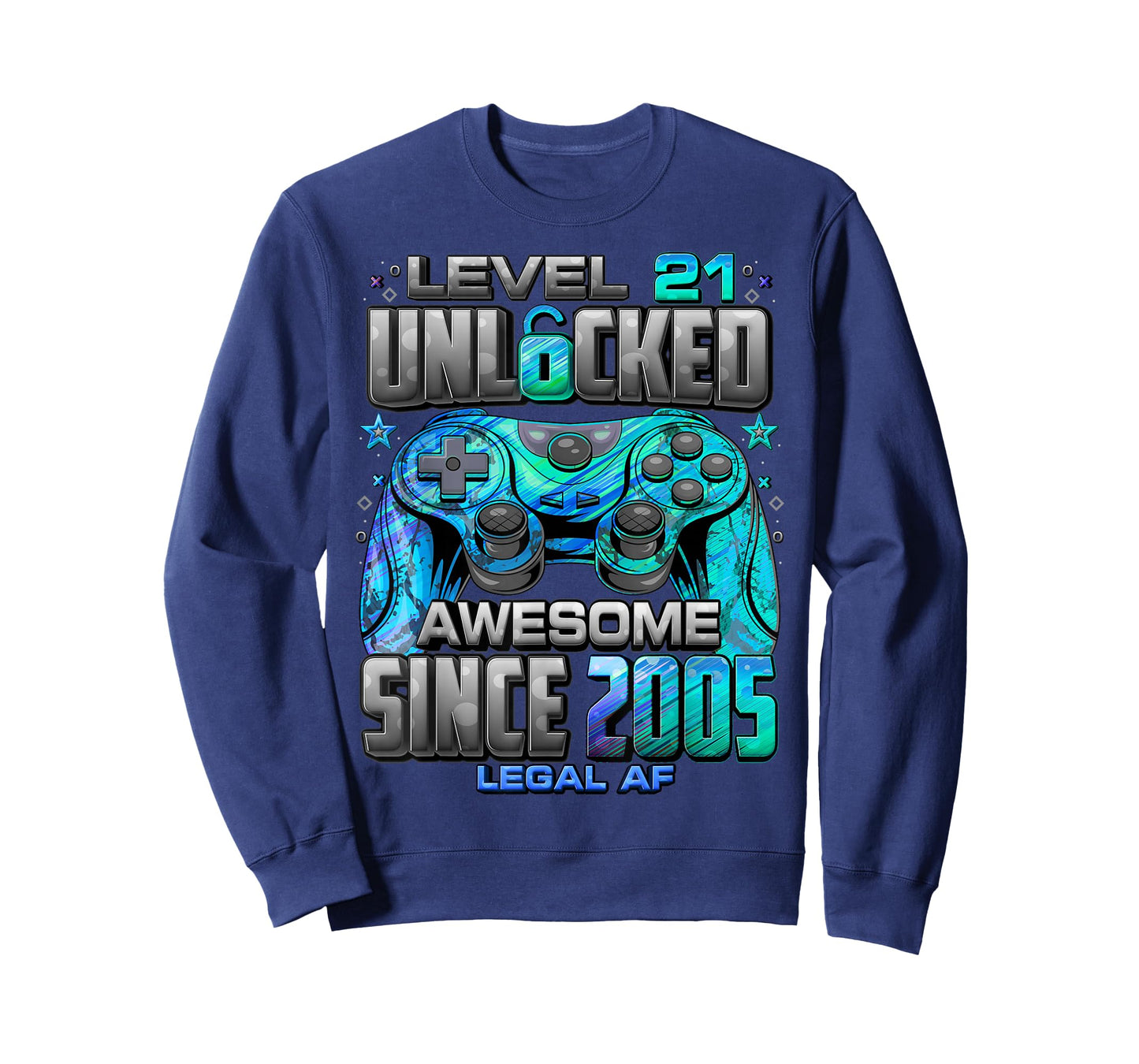 Level 21 Unlocked Awesome Since 2005 21st Birthday Gaming T-Shirt